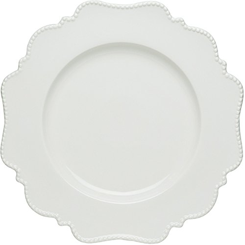 Premium 11-Inch Red Vanilla Pinpoint White Dinner Plates Set of 6 - Elegant Fine China for Formal Dining, Wedding Registry & Holiday Entertaining