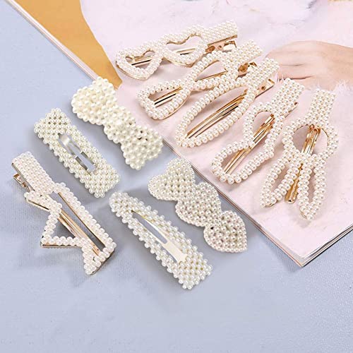 FAMEZA 12 Pcs Pearl Hair Clips for Women - Wedding & Party Hair Accessories
