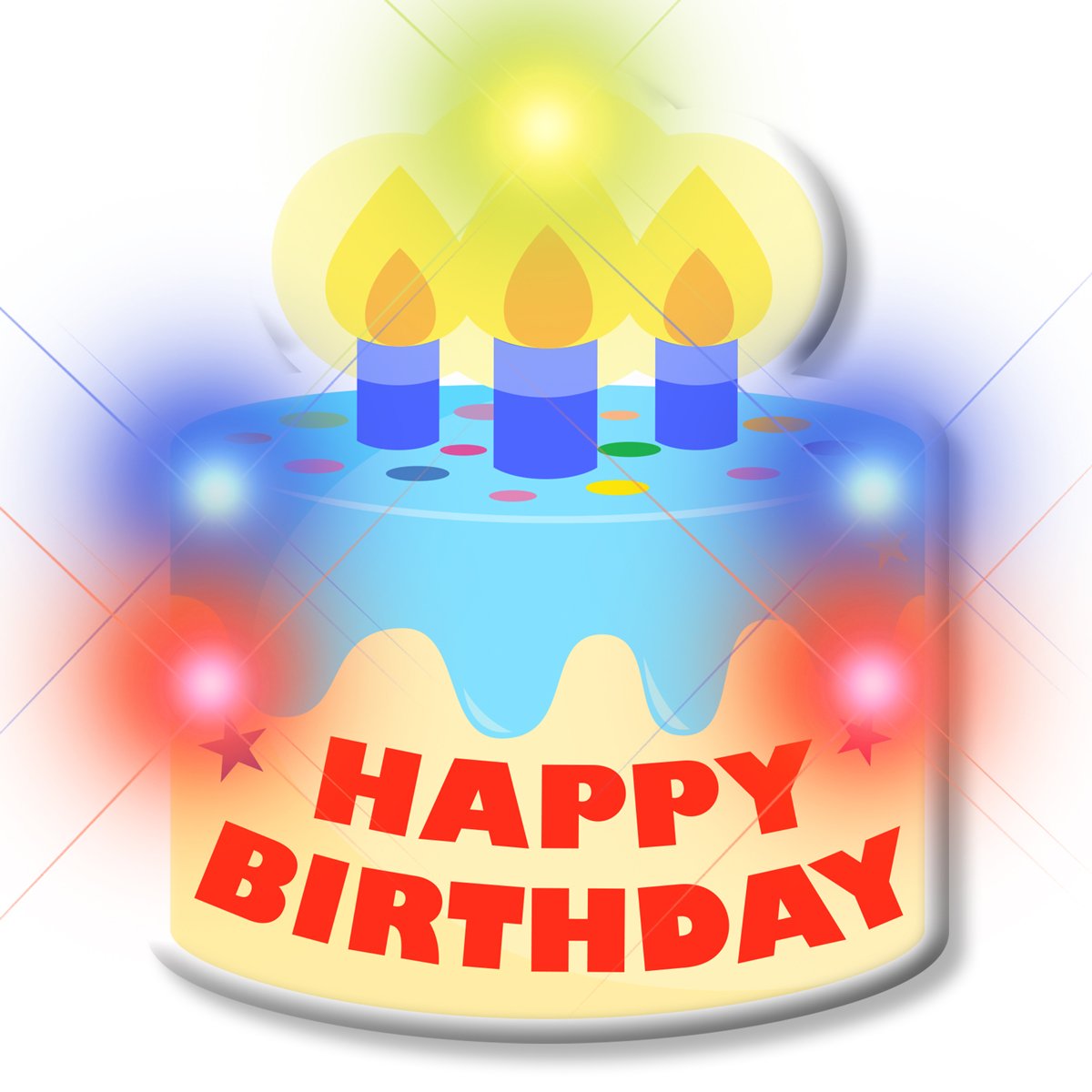 Happy Birthday Cake LED Flashing Lapel Pins - Set of 25 Pcs, Light Up Party Favors for Birthday Celebrations, Office Events & School Activities