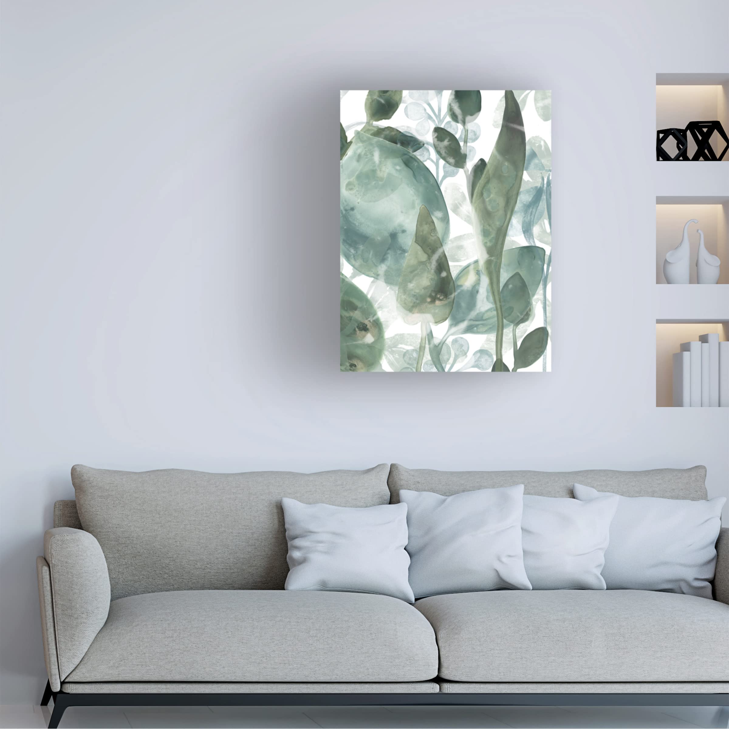 Trademark Fine Art 'Aquatic Leaves IV' Canvas Wall Art by June Erica Vess - Modern Botanical Painting for Living Room, Bedroom & Office Decor