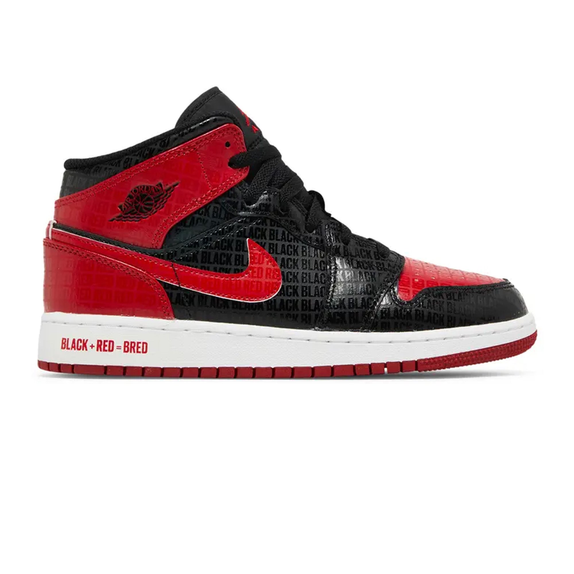 Air Jordan 1 Mid SS 'Bred Text' GS Sneakers for Girls (2022) - Stylish Basketball Shoes for School, Sports & Street Fashion