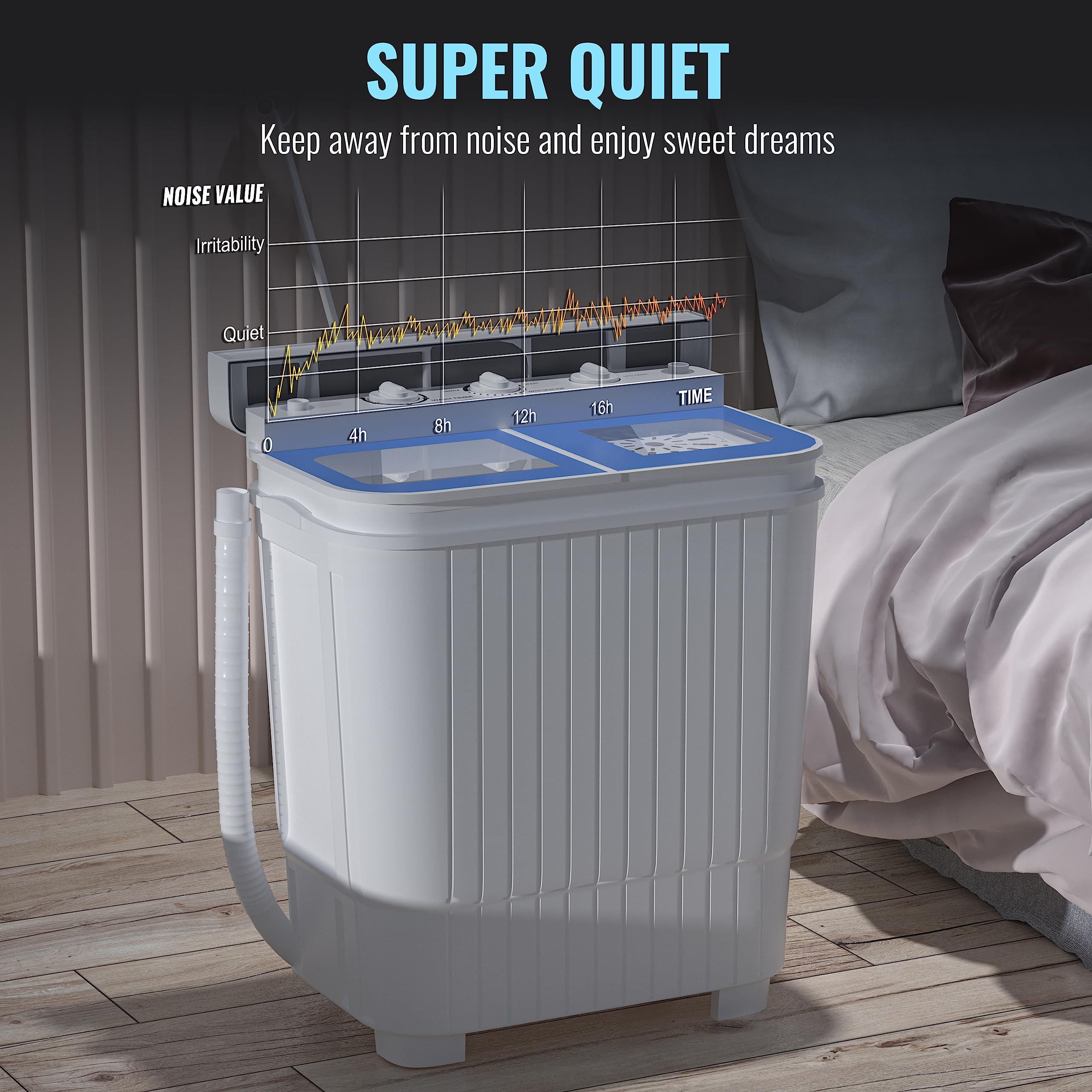 INTERGREAT 22 lbs Portable Twin Tub Washing Machine with Spin Dryer - Compact Mini Washer for Apartments, Dorm, RV & Camping - Perfect for Small Spaces, Travel & Off-Grid Laundry (Blue)