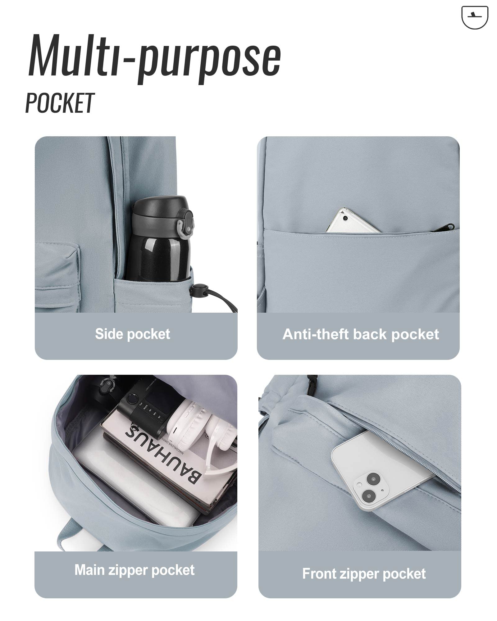 Stylish Blue Waterproof Backpack for School, College & Travel - Lightweight Laptop Bookbag for Women, Men, Girls & Boys - Perfect for Daily Commute, Campus Life & Outdoor Adventures