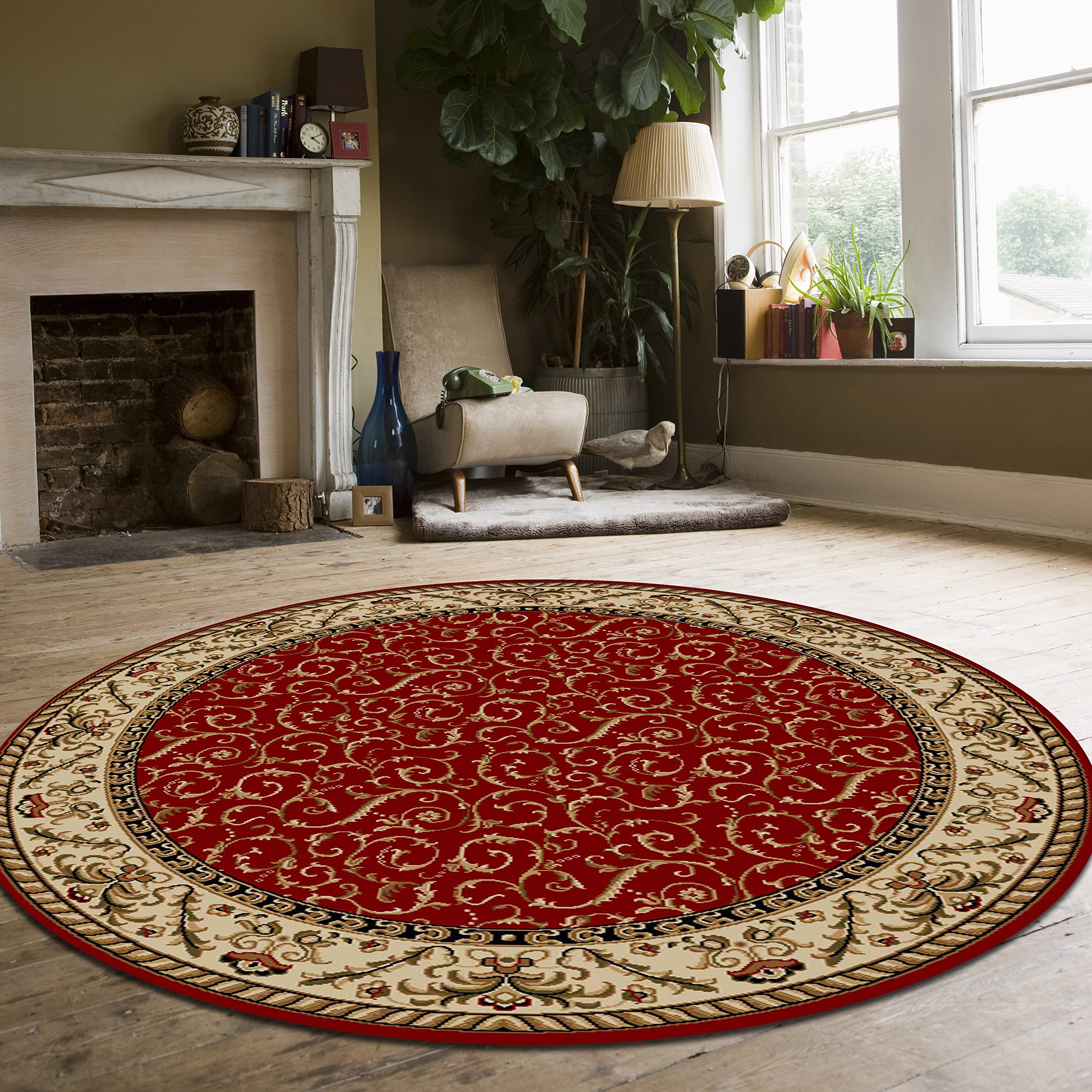 Radici 1599 COMO Area Rug 8x8 Feet Red - Soft Handmade Wool Rug for Living Room, Bedroom & Dining Room Decor