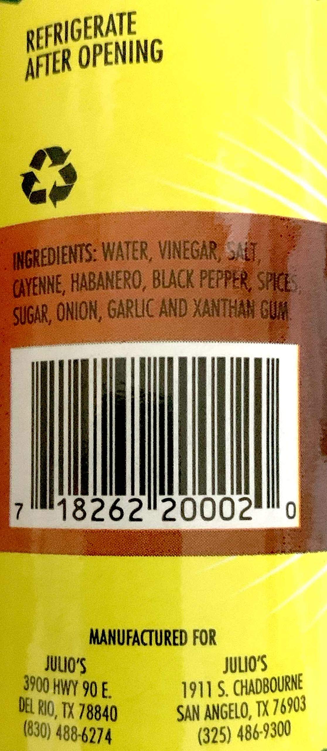 Julio's Habanero Pepper Hot Sauce - 6oz Bottle (Pack of 3) | Spicy Mexican Hot Sauce for Tacos, Wings & Grilling | Perfect for BBQ, Nachos & Cooking