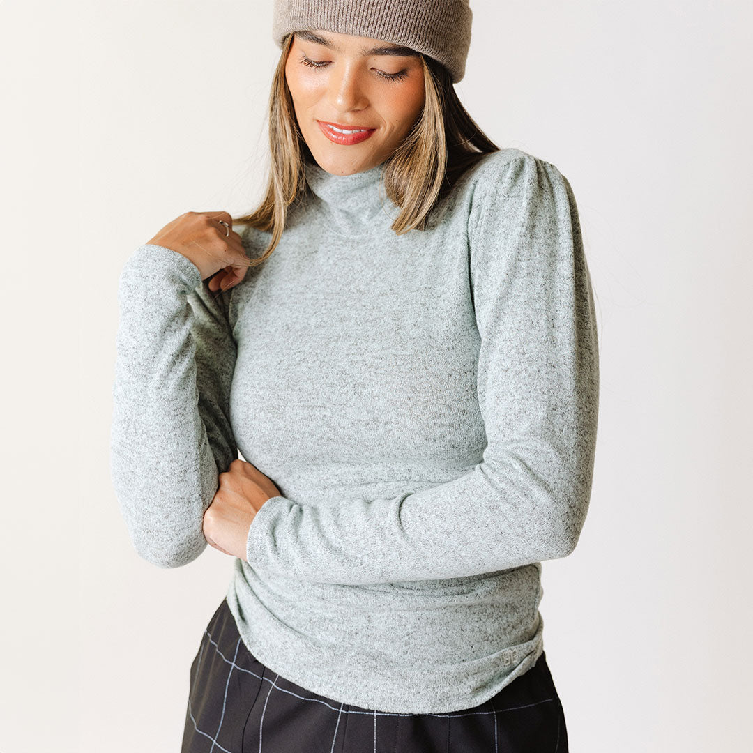 Tatum Turtleneck Sweater in Mint Green - Soft & Stylish Women's Knitwear for Winter Fashion & Office Wear