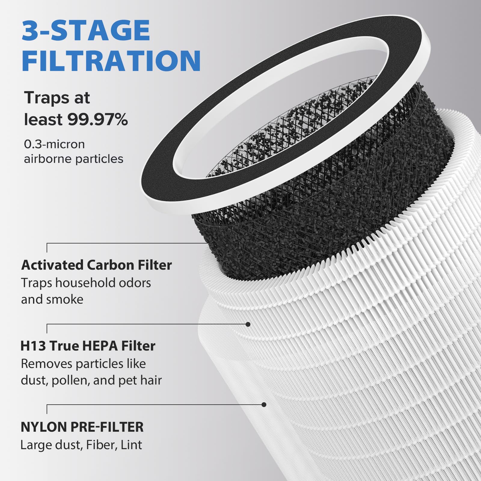 True HEPA Max Filter Replacement (2 Pack) - Compatible with Afloia MAX/MAGE/PRO, Honati MAX AP2202I & Sans Large Room Air Purifiers - For Home, Office & Bedroom Air Cleaning