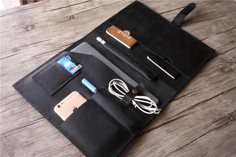 Custom Leather iPad Air Case with Apple Pencil Holder - Premium Protective Cover for Work, Travel & School