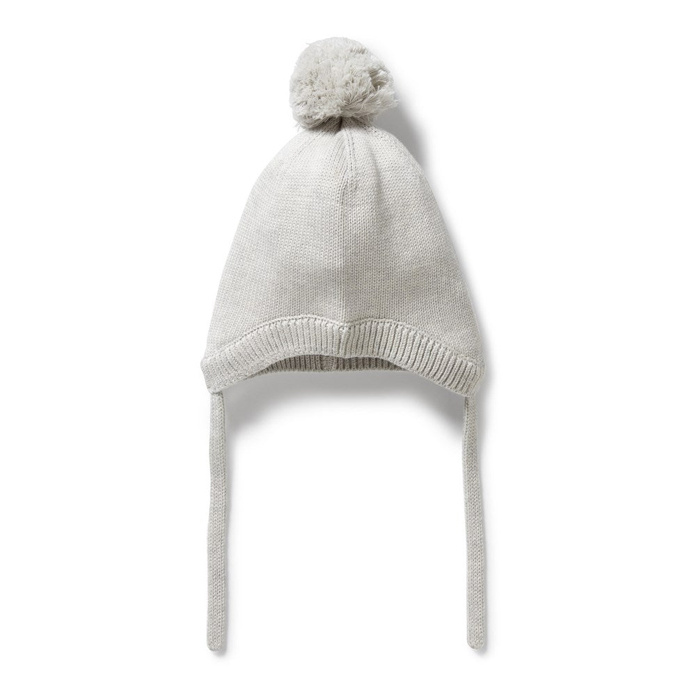 Soft Grey Melange Organic Cotton Knitted Bonnet for Babies & Toddlers - Cozy Winter Hat for Newborns, Infants & Kids - Perfect for Cold Weather, Outdoor Activities & Photo Shoots