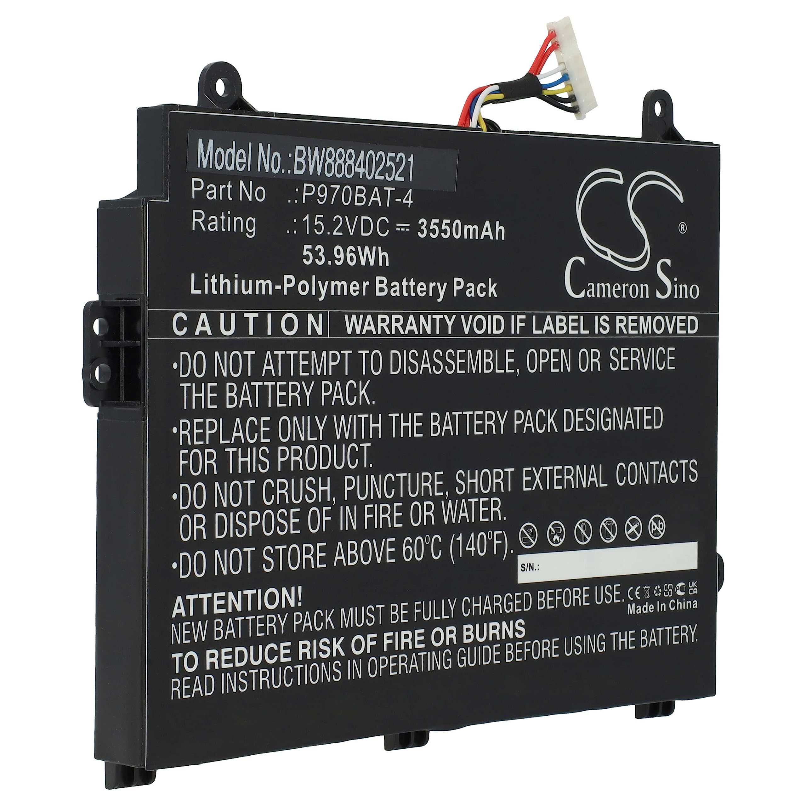 VHBW Replacement Battery for Medion P970BAT-4 Laptop (3550mAh, 15.2V, Li-Polymer) - Compatible with Medion Akoya Notebooks, Perfect for Work, Travel & Home Office Use