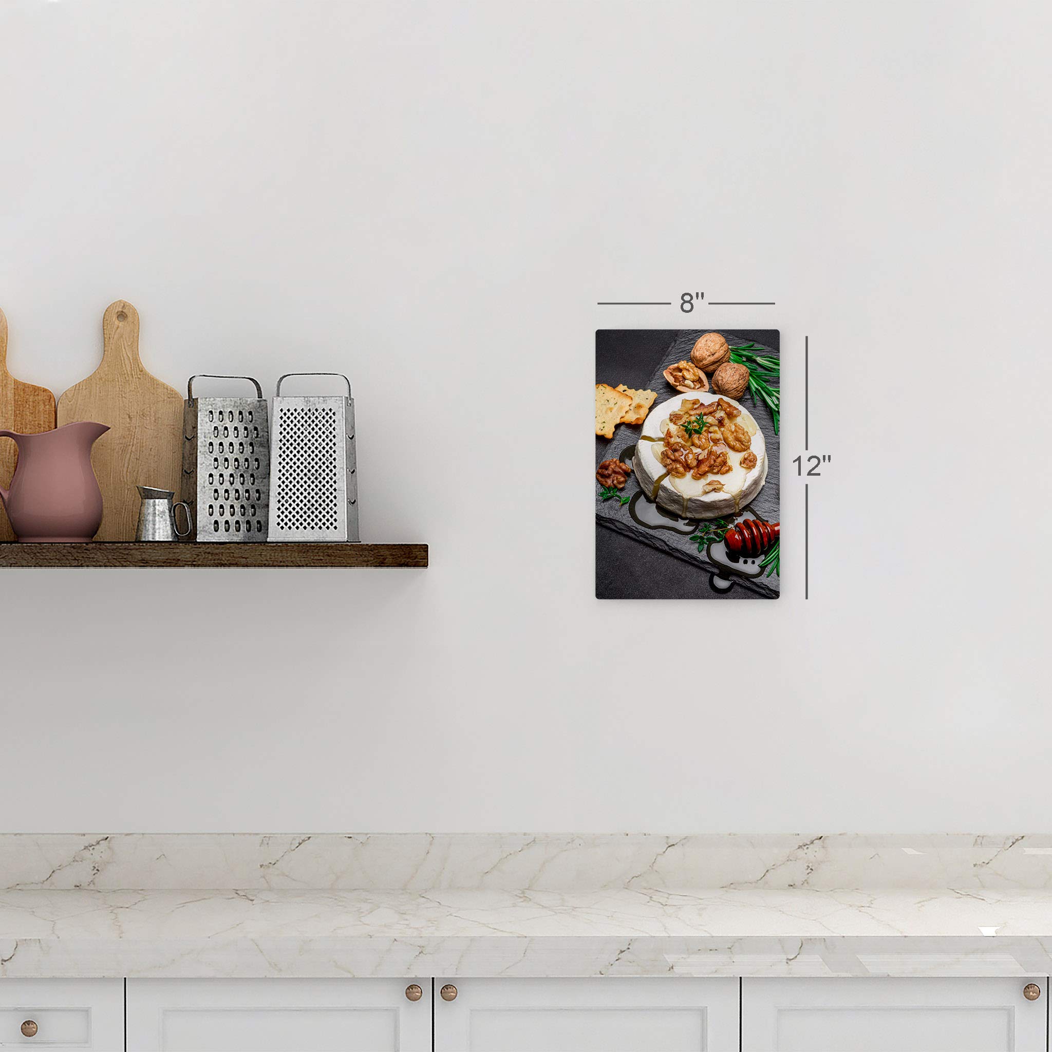 Smile Art Design Delicious Camembert Cheese & Honey Metal Wall Art Print - 36x24 Inch Rustic Kitchen Decor for Restaurant, Cafe, Dining Room & Farmhouse - Modern Housewarming Gift Made in USA | Perfect for Foodie Lovers & Cheese Enthusiasts
