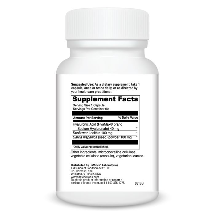 Davinci Labs Hyaluronic Acid Supplement - 60 Capsules for Joint Support & Skin Hydration | Ideal for Daily Wellness & Anti-Aging Routine