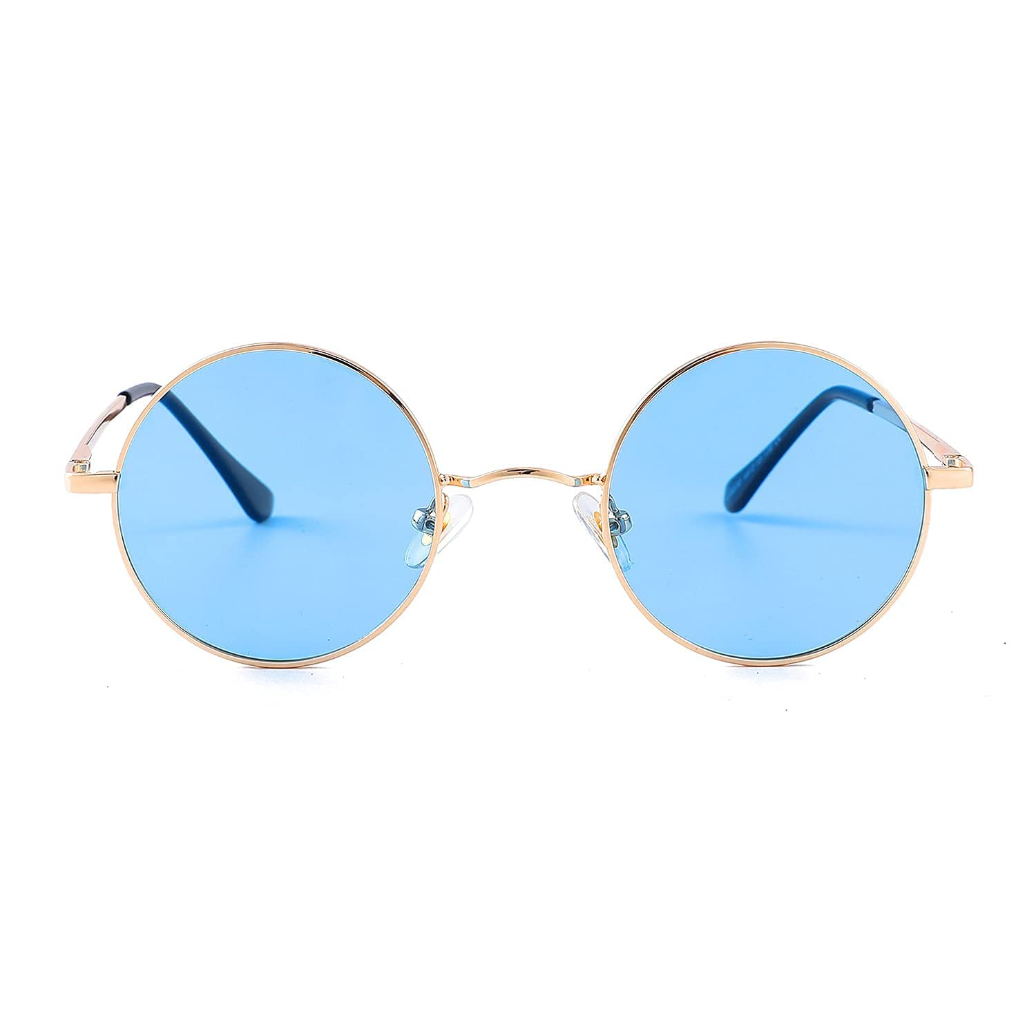 Retro Round Polarized Sunglasses for Women & Men - Small Red Lens Circle Glasses, Hippie Style Sun Shades for Outdoor Activities, Beach, Driving, and Fashion Accessories