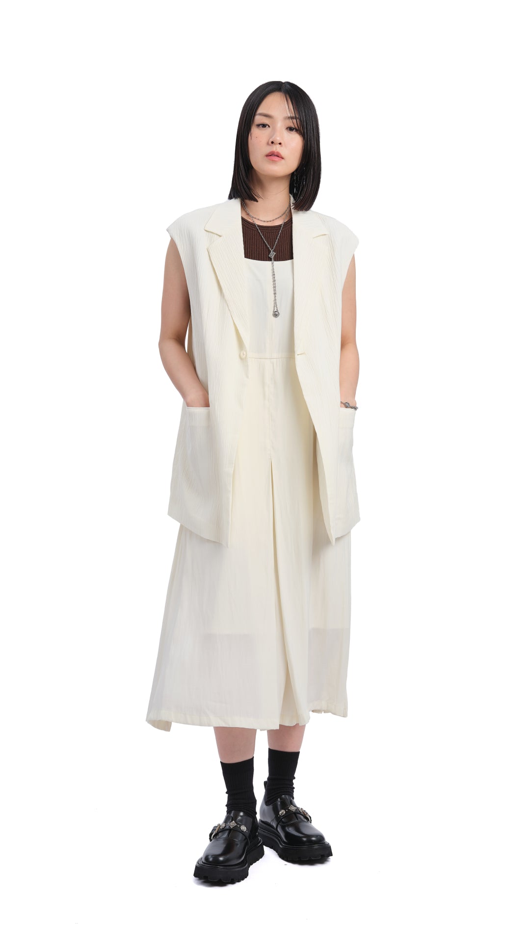 Stylish Oversized Jacquard Waistcoat Vest for Women - Elegant Floral Embroidery, Loose Fit Fashion Top - Perfect for Office, Date Night & Special Occasions