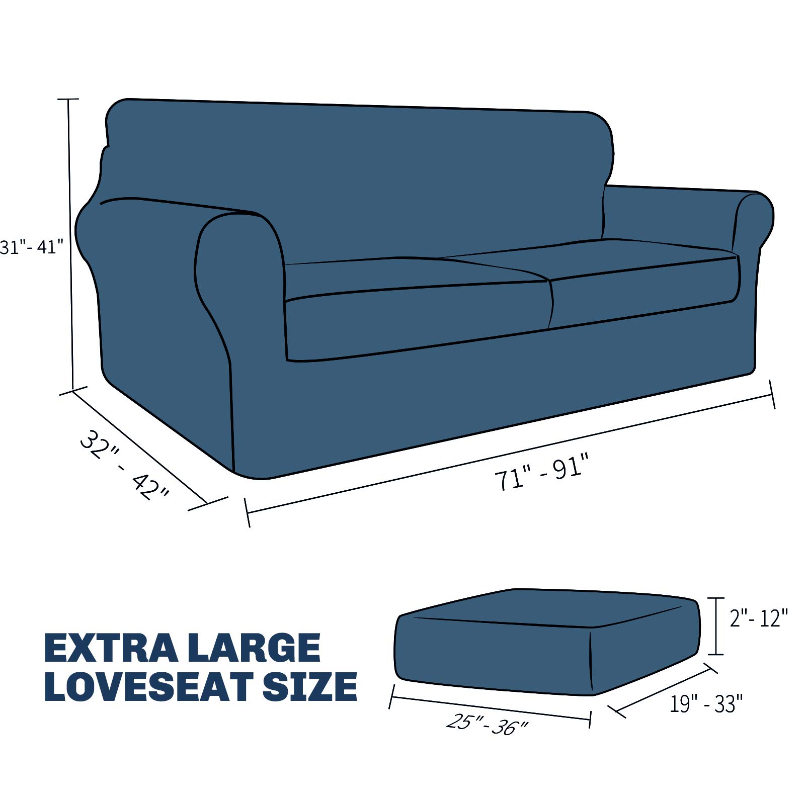 JIVINER 3-Piece Stretch Sofa Slipcover Set for 2-Cushion Loveseat - Includes 2 Extra Large Seat Covers, Thick Fitted Couch Cover in Army Green - Perfect for Living Room, Apartment & Home Decor Protection