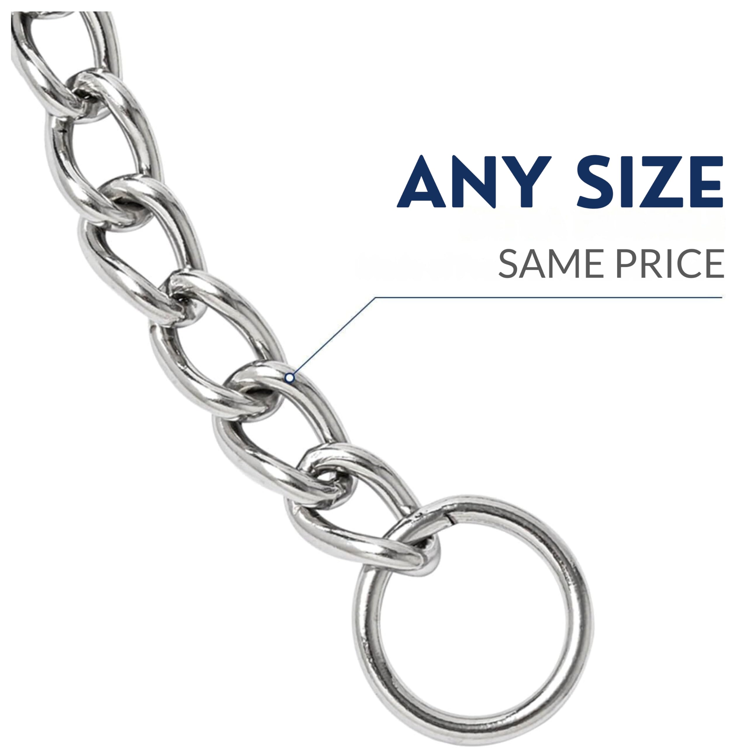 304 Stainless Steel Chew Proof Dog Collar - Made in USA | Anti-Winding Durable Chain Leash for Small, Medium, Large & XL Dogs | Perfect for Training, Walking & Outdoor Adventures