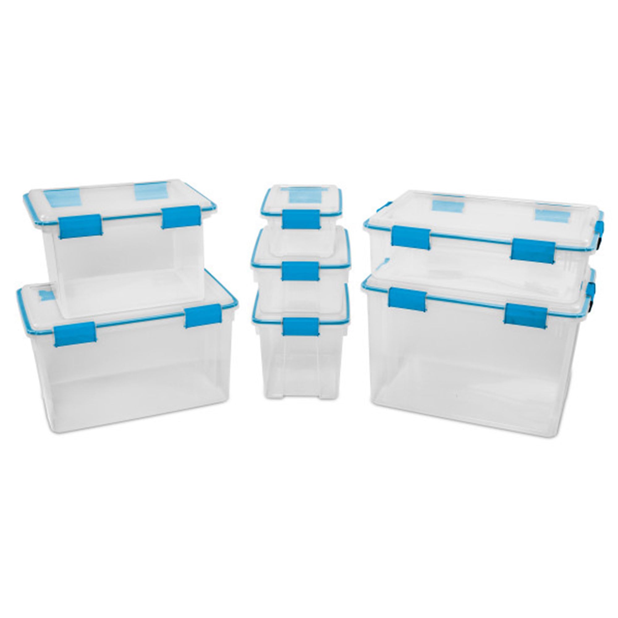 Sterilite 12-Pack 54 Quart Clear Plastic Storage Bins with Secure Latching Lids - Airtight Gasket Box for Home Organization, Closet Storage & Seasonal Decor