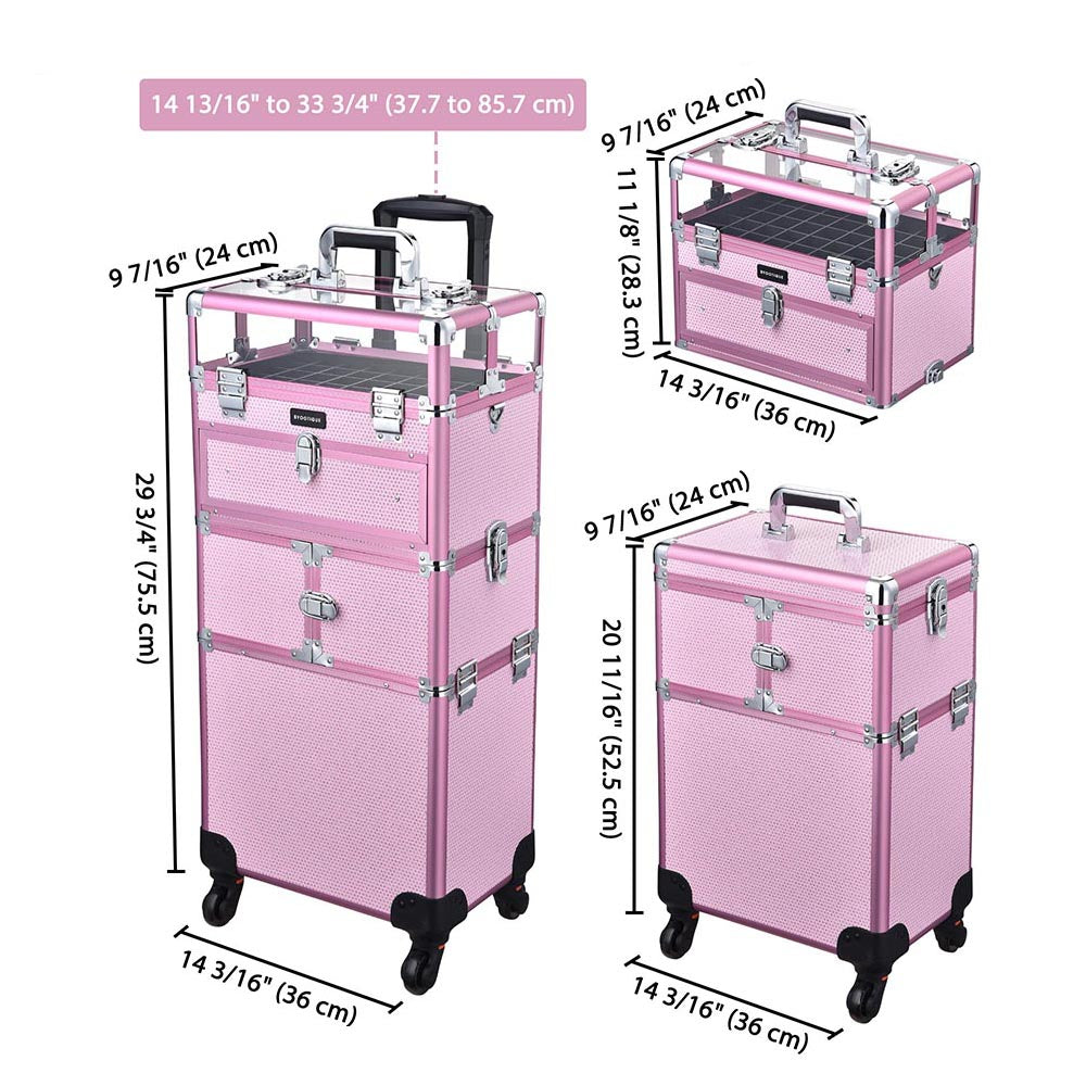 TheLAShop Professional Rolling Makeup Case with 3 Drawers - Portable Nail Artist Organizer for Salon, Travel & Home Storage | Beauty Tool Storage Solution for Cosmetologists & Makeup Lovers