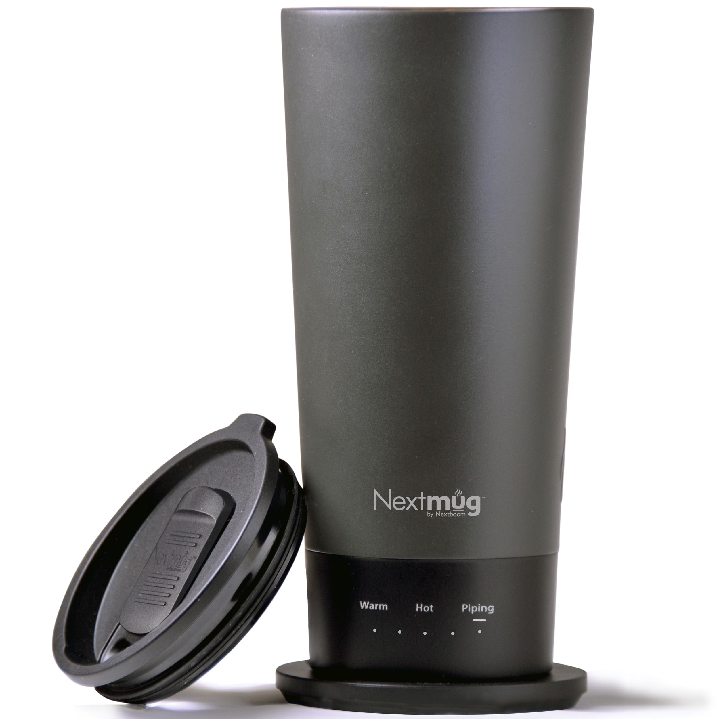 Nextmug Go - 16oz Smart Self-Heating Travel Mug with Temperature Control - Graphite Color - Perfect for Coffee, Tea & Hot Drinks On The Go, Commuting, Office & Outdoor Adventures