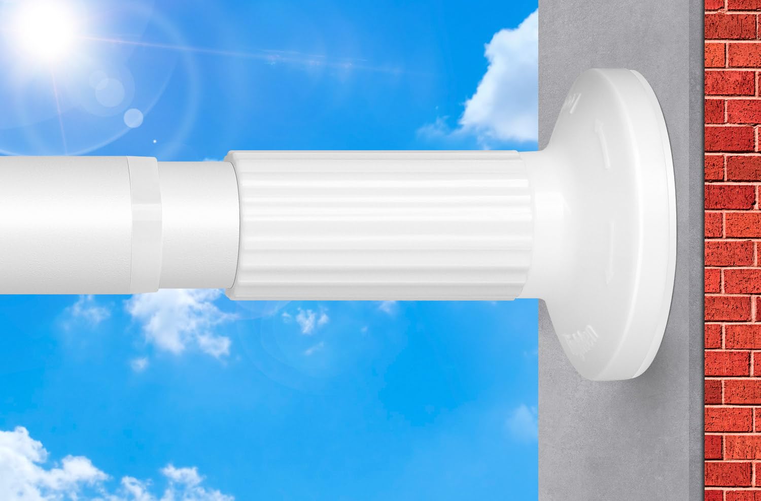 Adjustable White Shower Curtain Rod 51-86 Inch - No Drill Bathroom Window Closet Rod - Rustproof 1.26