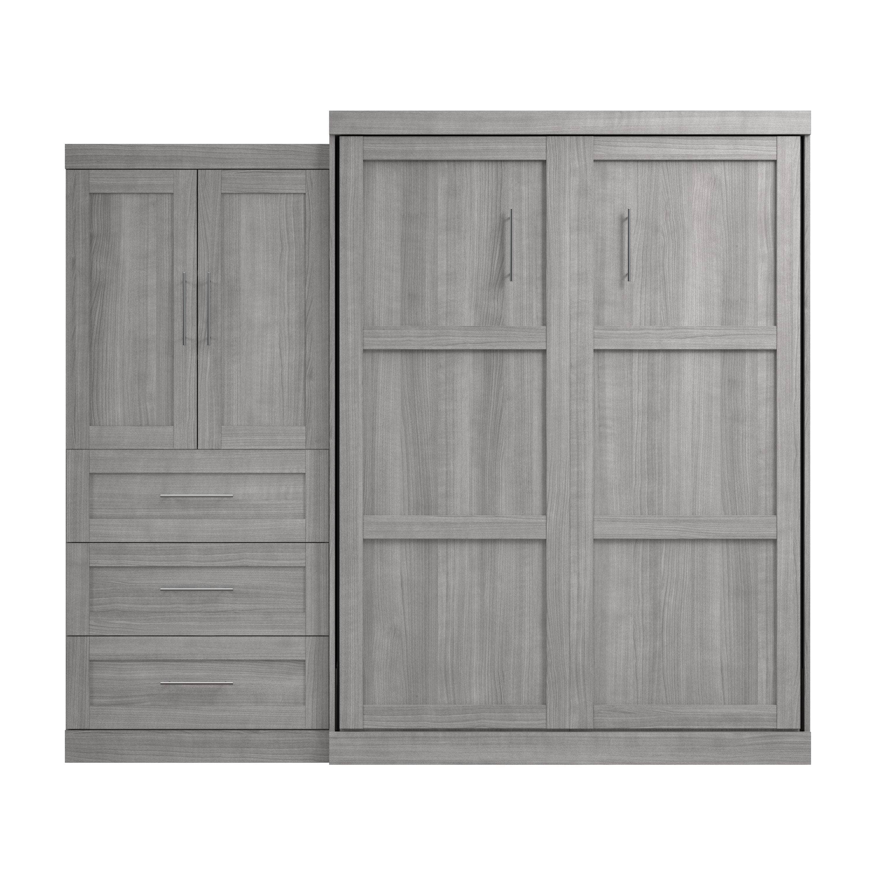 Pur Queen Murphy Wall Bed with Storage Drawers (101 Inch) - 4 Color Options | Space-Saving Wall Bed for Small Apartments, Guest Rooms & Home Offices