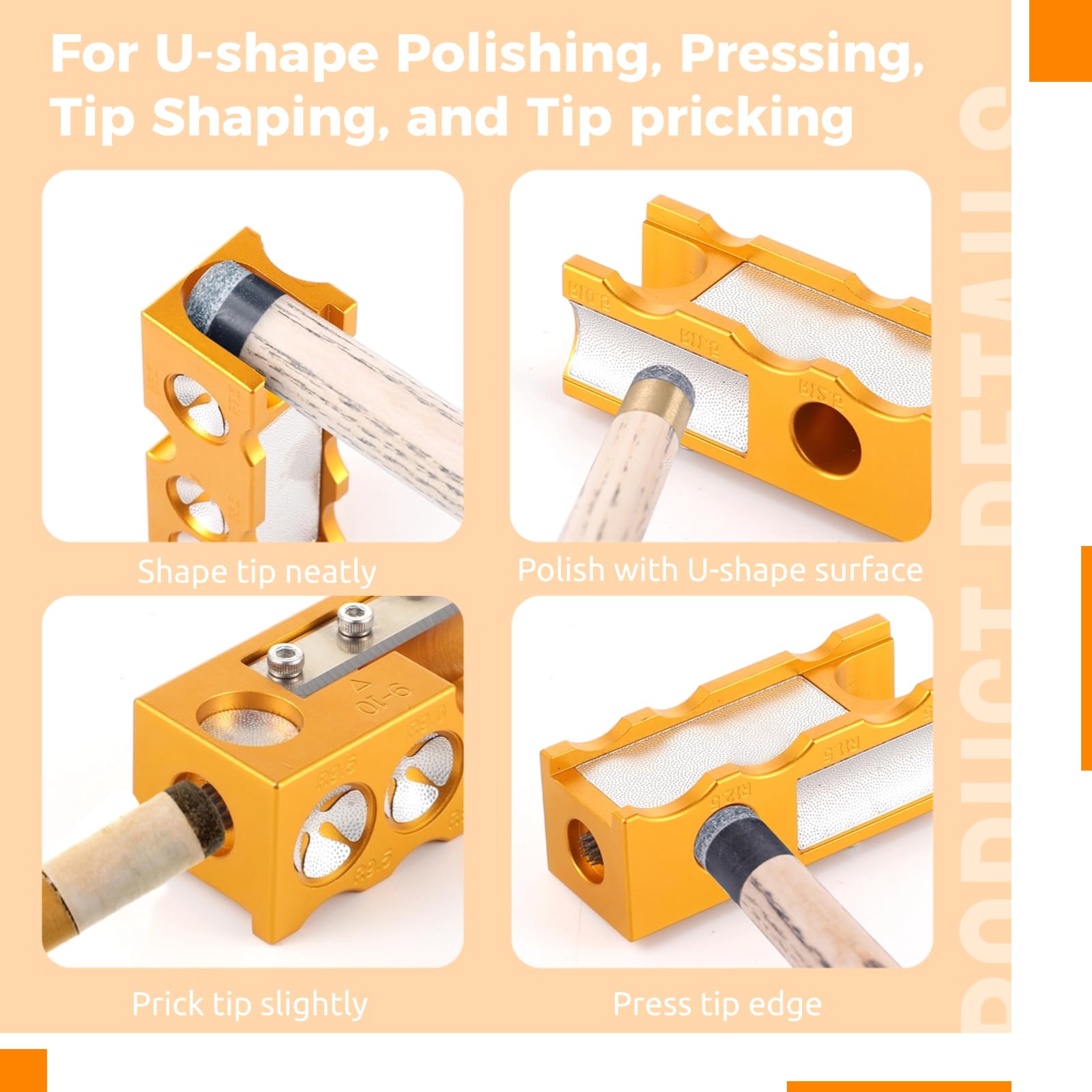 Homaisson 9-in-1 Aluminum Pool Cue Tip Repair Tool Kit - Professional Billiard Cue Tip Ferrule Tool for Polishing, Shaping, Cleaning & Trimming - Perfect for Pool Table Maintenance & Home Game Room Accessories