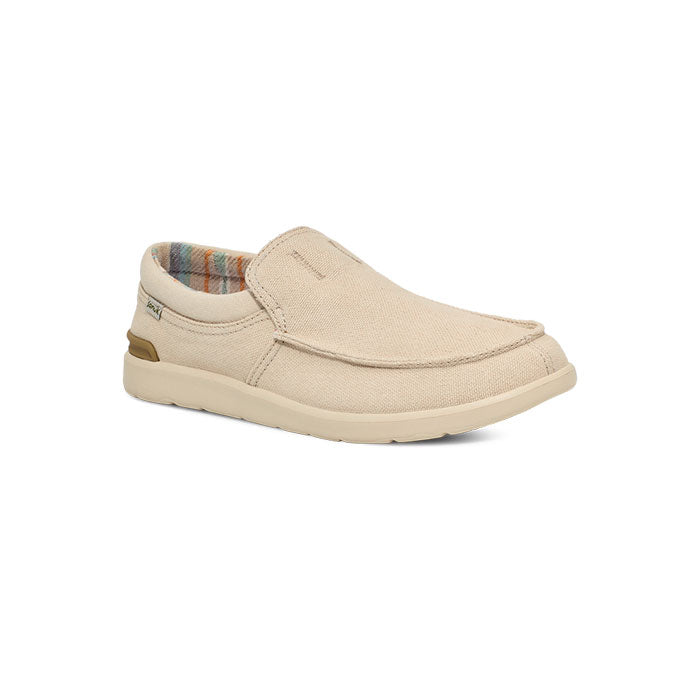 Sanuk Men's Hangout Lite Comfortable Slip-On Shoes - Oatmilk Color | Casual Walking, Beach, and Travel Footwear
