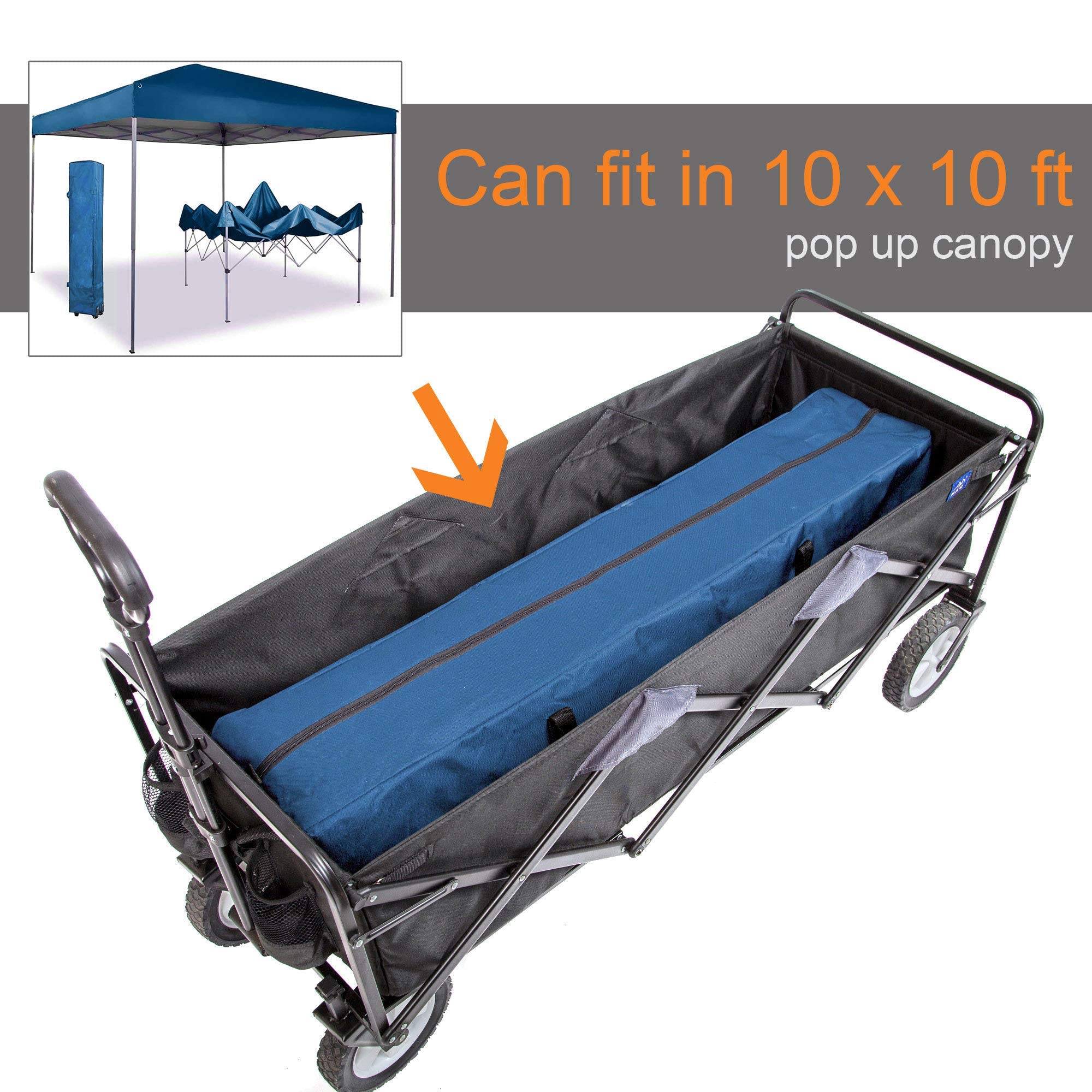MacSports WTCX-100 Extended Wagon Bag & Storage - Large Black Utility Cart Cover for Camping, Beach, Picnics & Outdoor Adventures