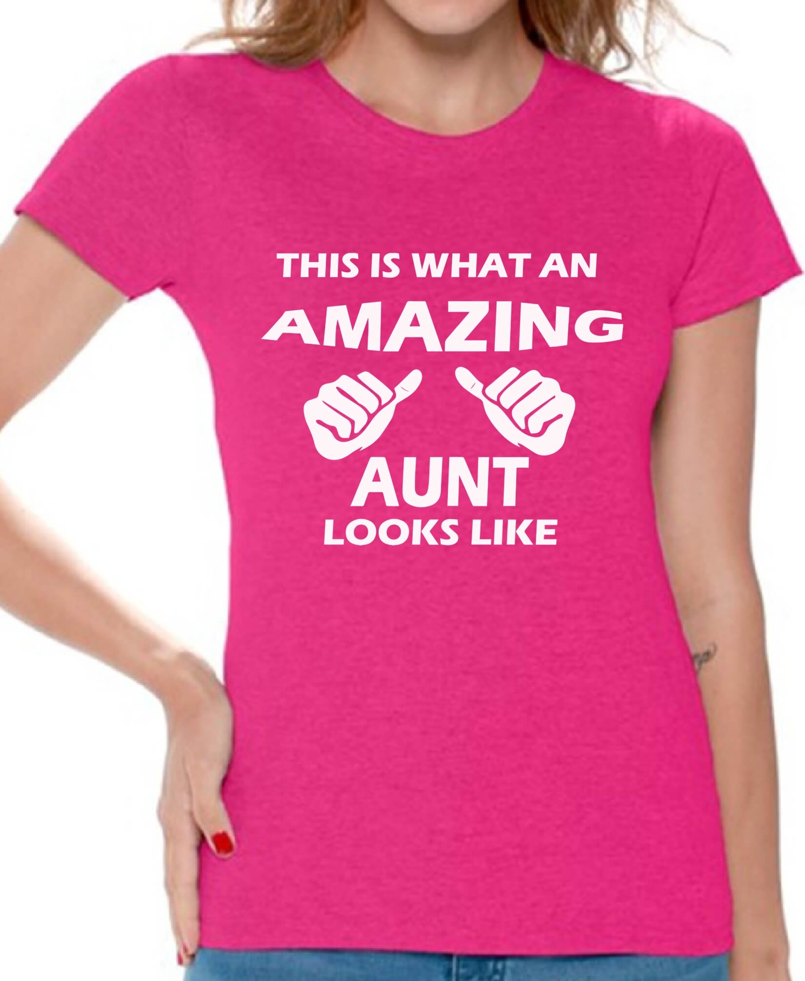 Awkwardstyles Women's 'This is What an Amazing Aunt Looks Like' Funny T-Shirt with Free Bookmark - Perfect Gift for Aunt's Birthday, Mother's Day & Family Reunions