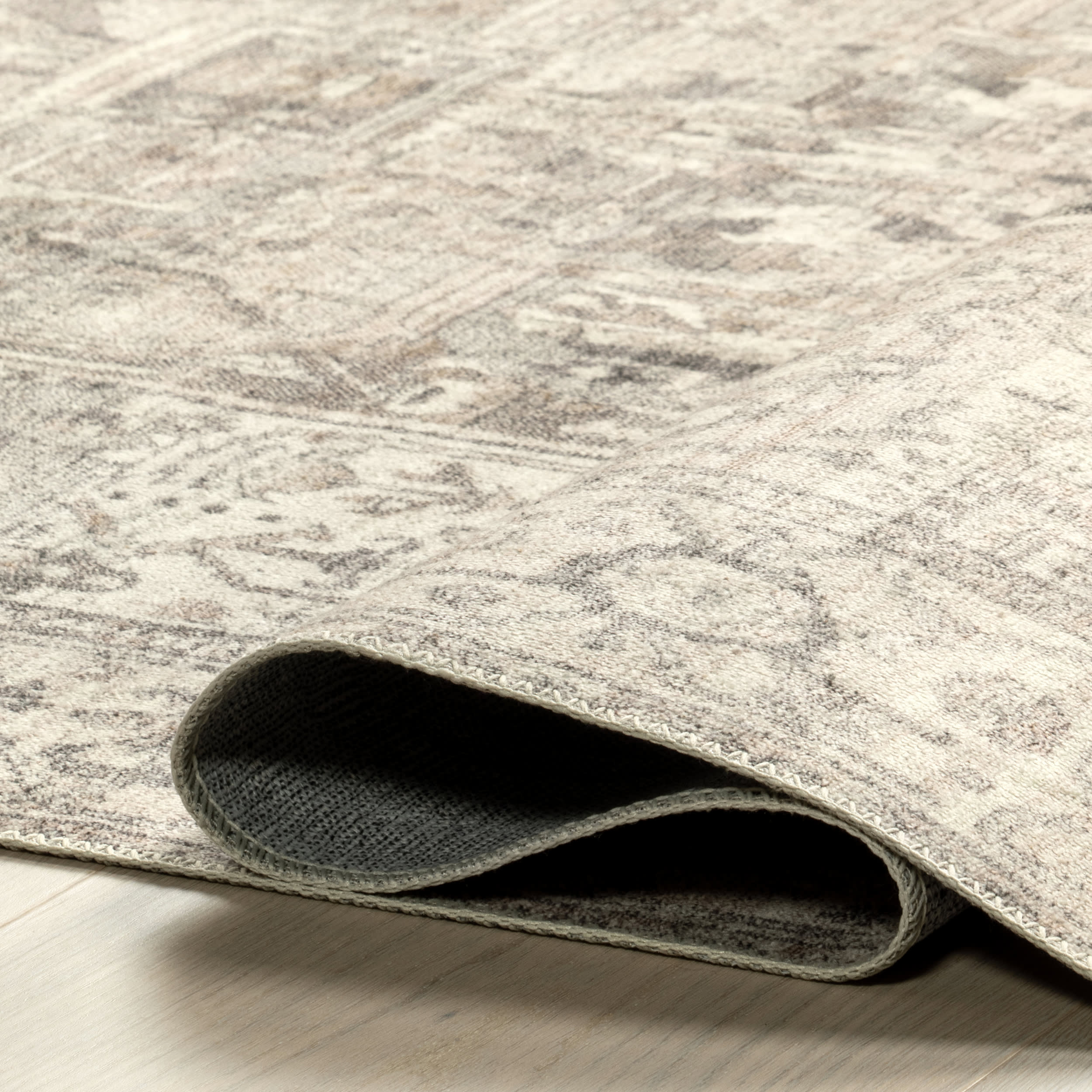 Atrium Medallion Washable Rug - Grey | Stylish & Durable Indoor/Outdoor Rug for Living Room, Bedroom, or Patio
