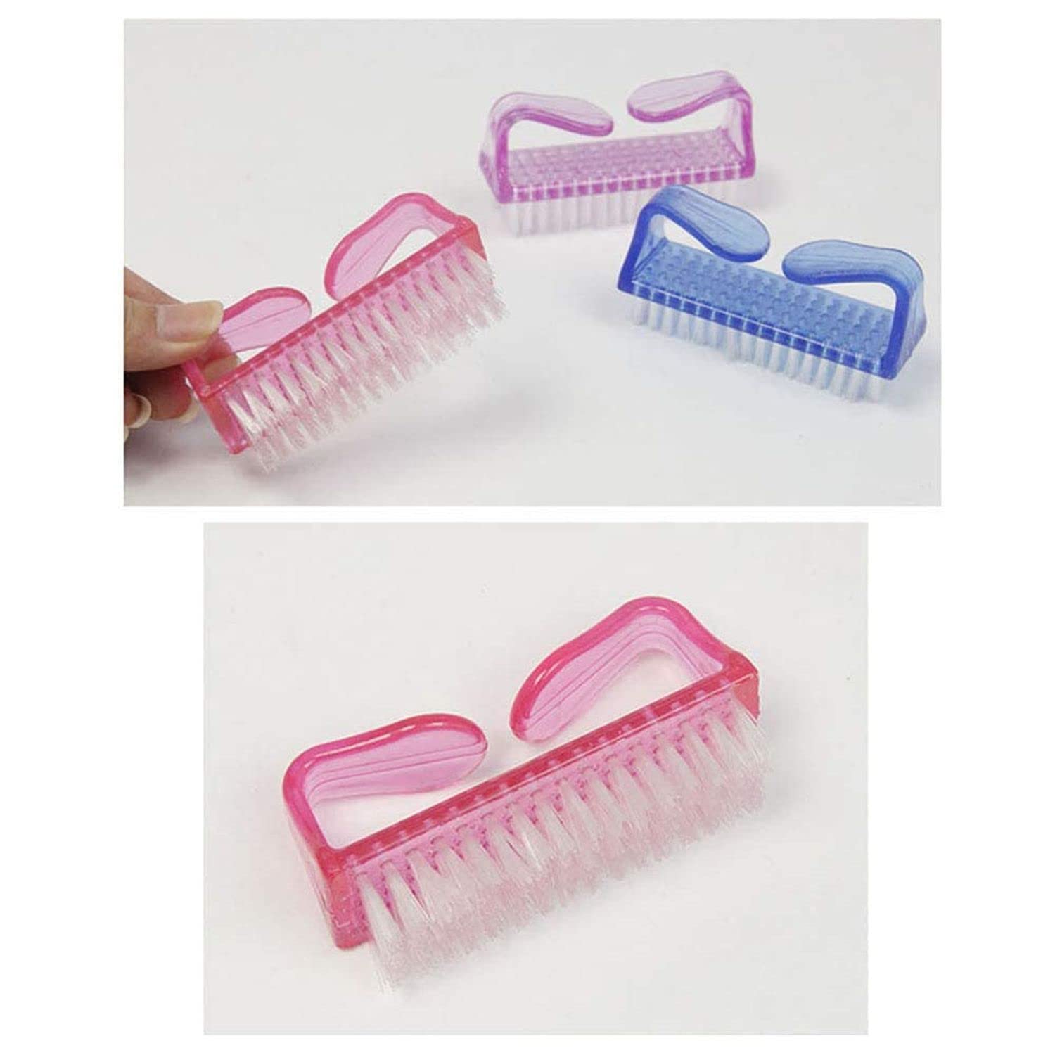FAMEZA 4-Piece Nail Cleaning Brush Set with Handle - Perfect for Manicure, Pedicure, and Nail Art - Ideal for Home, Salon, and Professional Use