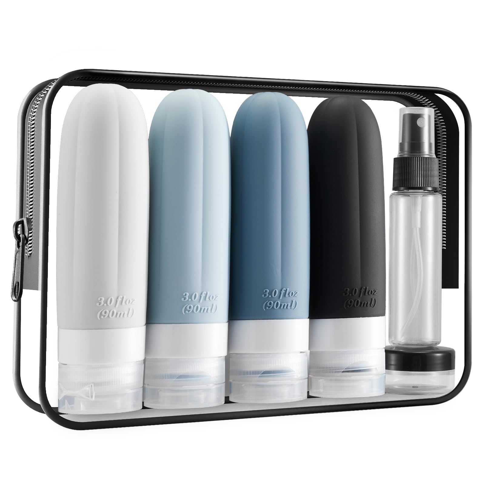 16 Pack 3oz TSA Approved Leakproof Travel Bottles - Silicone Refillable Toiletry Containers for Shampoo, Conditioner & Lotion | Perfect for Air Travel, Gym & Vacation Essentials