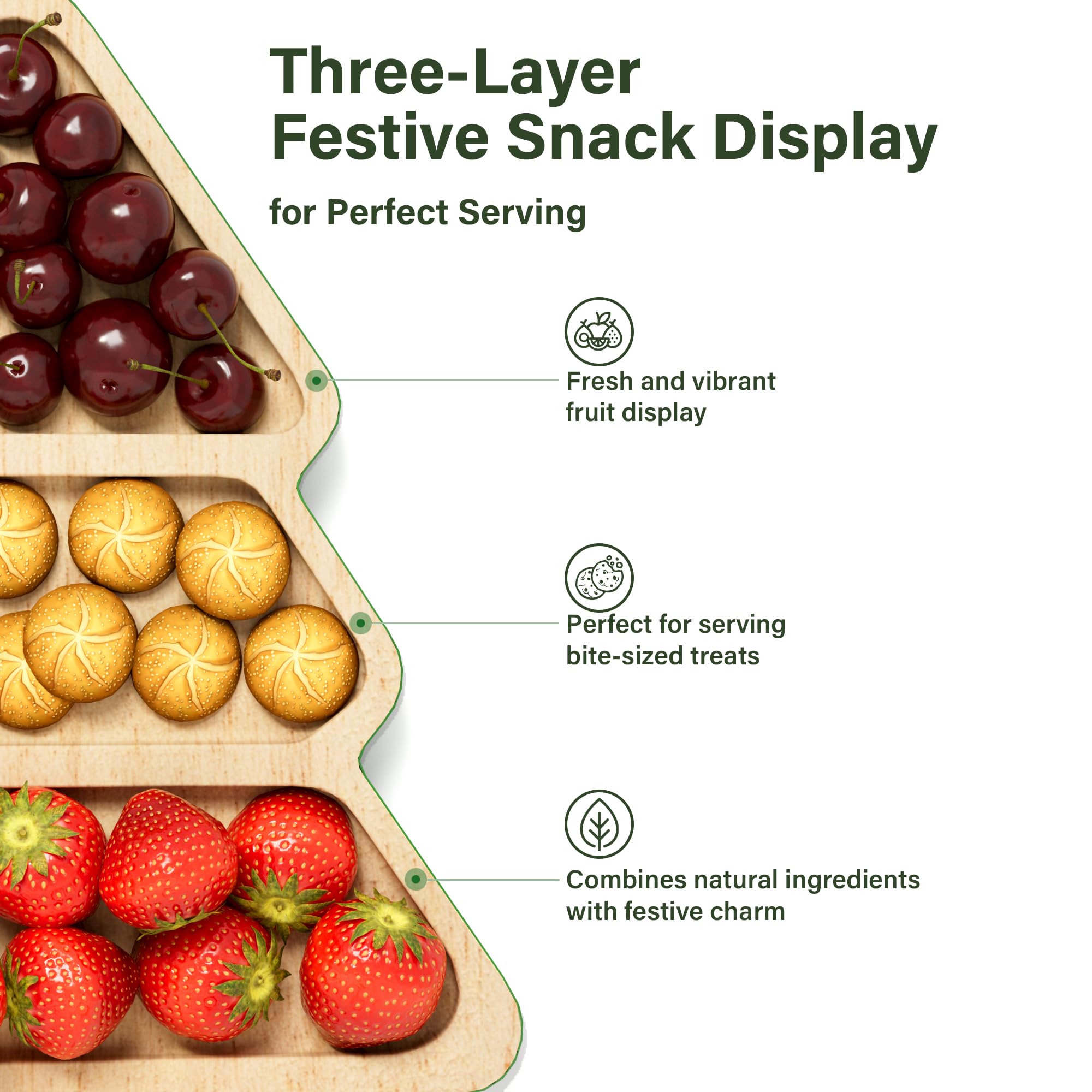 2-Piece Wooden Christmas Tree Shaped Serving Platter Set - Charcuterie Board for Cheese, Snacks & Desserts | Holiday Appetizer Tray with Gift Box - Perfect for Christmas Parties, Family Gatherings & Festive Entertaining