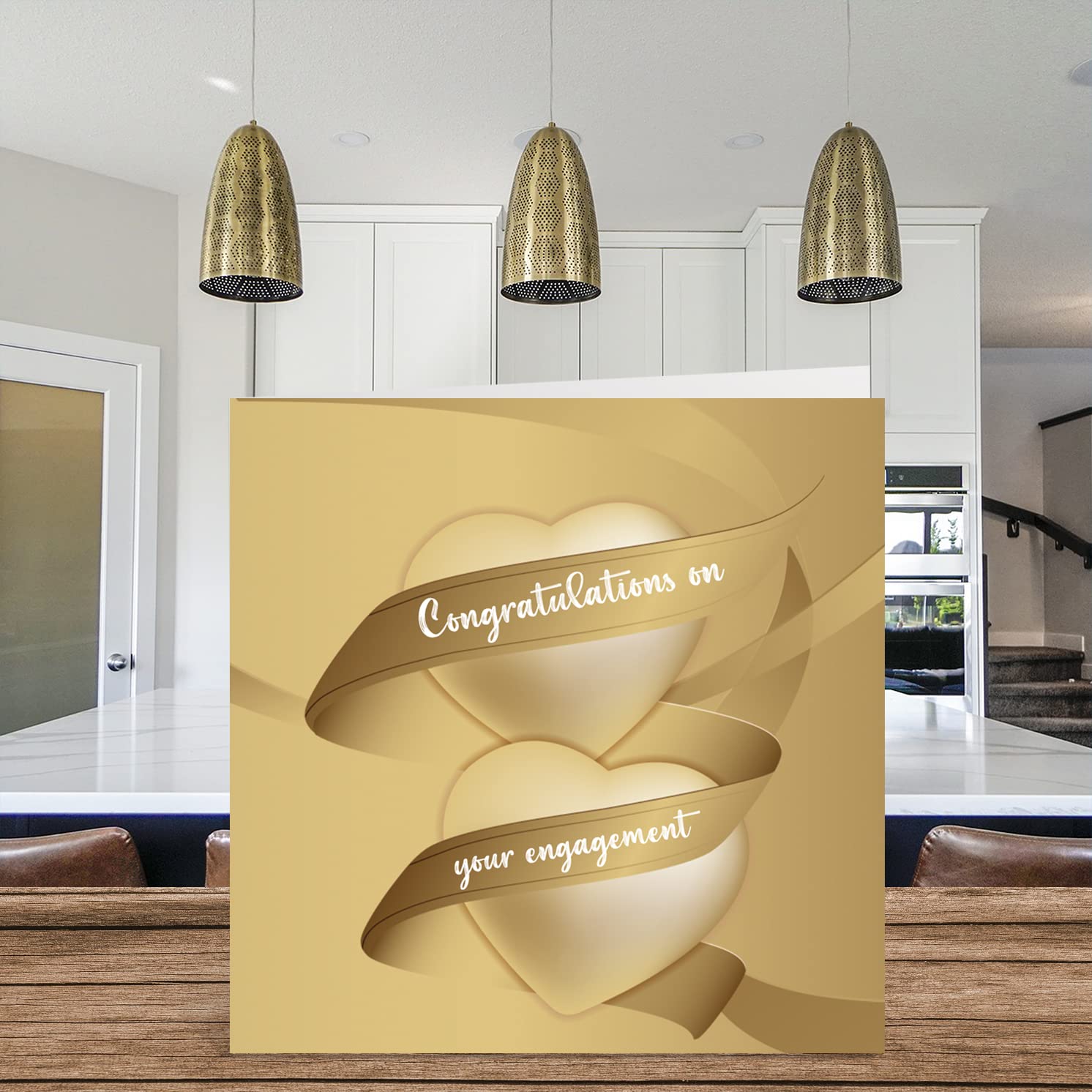 Golden Hearts Engagement Cards for Couples - Romantic Congratulations & Wedding Greeting Cards (145mm) - Perfect for Fiancé, Fiancée, Anniversaries & Love Celebrations - Ideal for Engagement Parties, Bridal Showers & Wedding Gifts