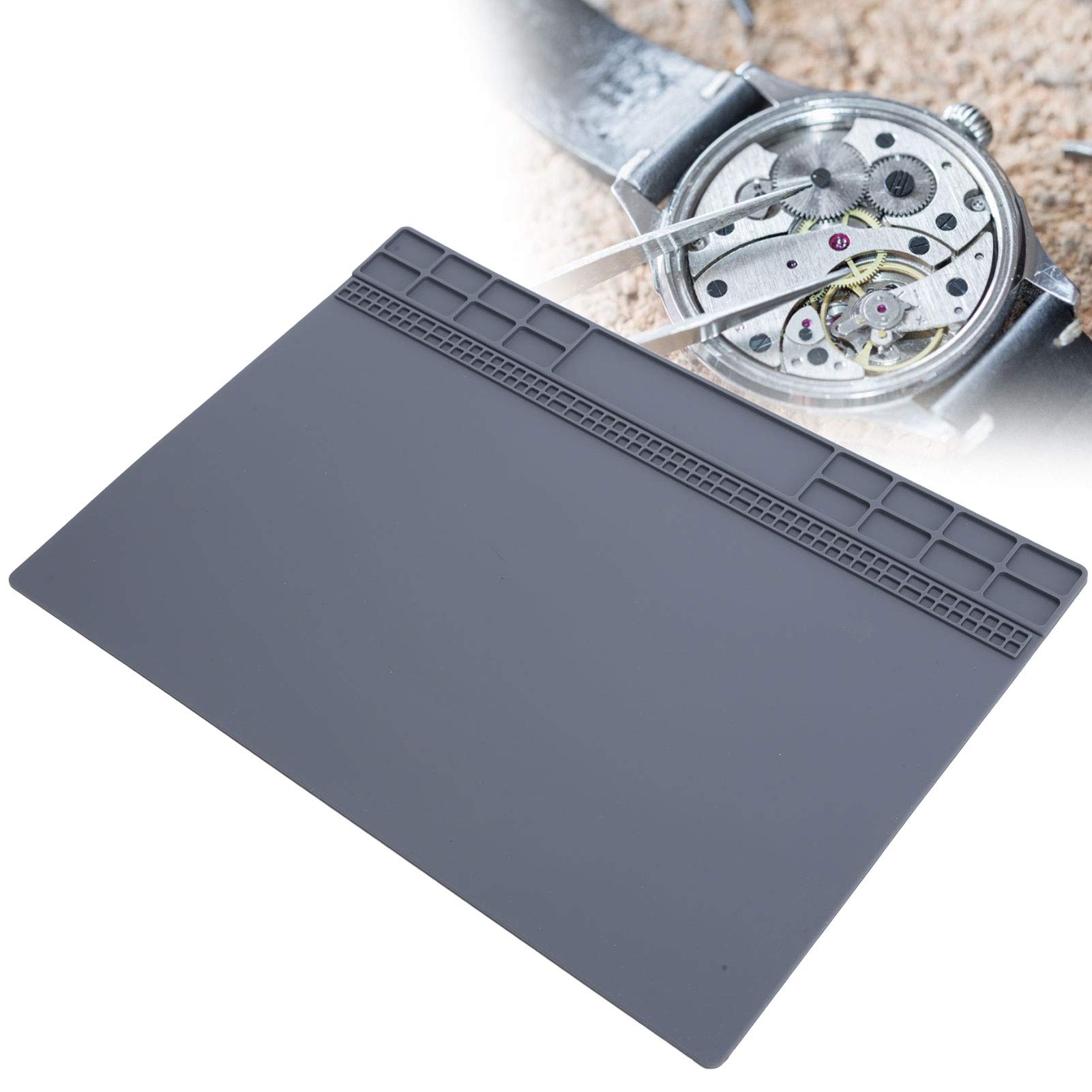 High-Temperature Soldering Mat - Non-Slip Silicone Work Surface for Electronics Repair, Watch Maintenance & DIY Projects | Heat-Resistant Rubber Repair Mat for Workbench, Jewelry Making & Crafting