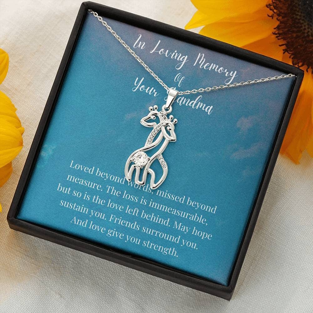 Handmade Giraffe Necklace - Personalized Memorial Gift for Grandma - White & Gold - Custom Size - Perfect for Remembrance & Comfort