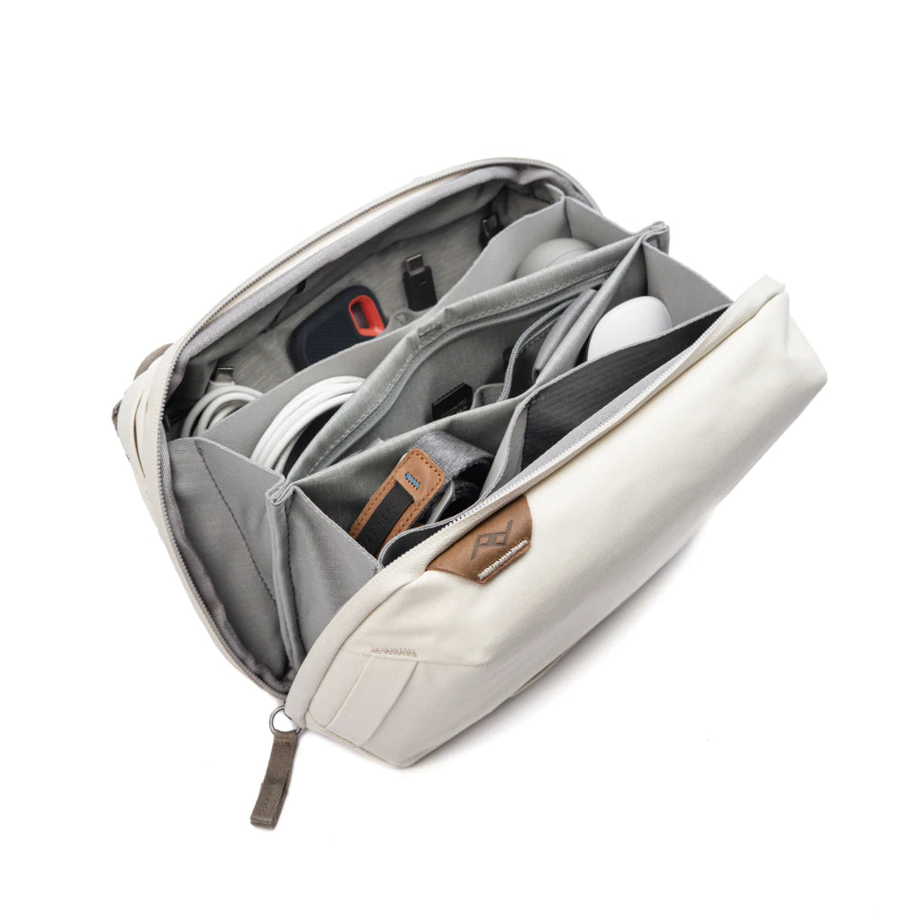 Peak Design Tech Pouch V2 - Premium Travel Organizer for Electronics & Cables (Bone Color) - Perfect for Business Trips, Digital Nomads & Everyday Carry