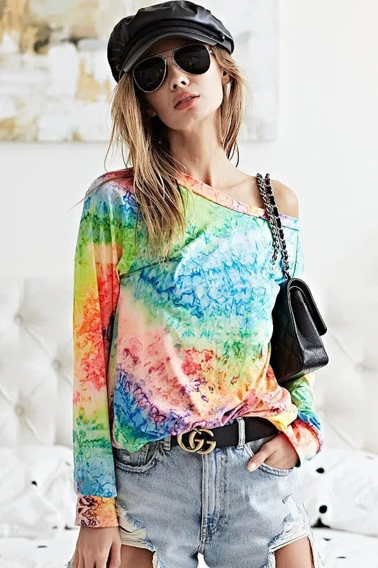 BiBi Tie Dye Soft Knit Jersey T-Shirt for Women | Comfortable Casual Tee | Perfect for Summer Outfits, Beach Days & Weekend Wear