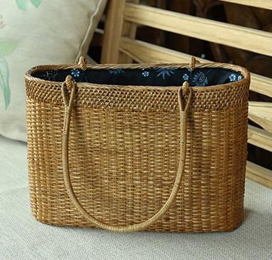 Handmade Rattan Handbag from Indonesia - Eco-Friendly Woven Natural Fiber Small Rustic Purse for Women | Perfect for Beach, Picnic, and Outdoor Adventures