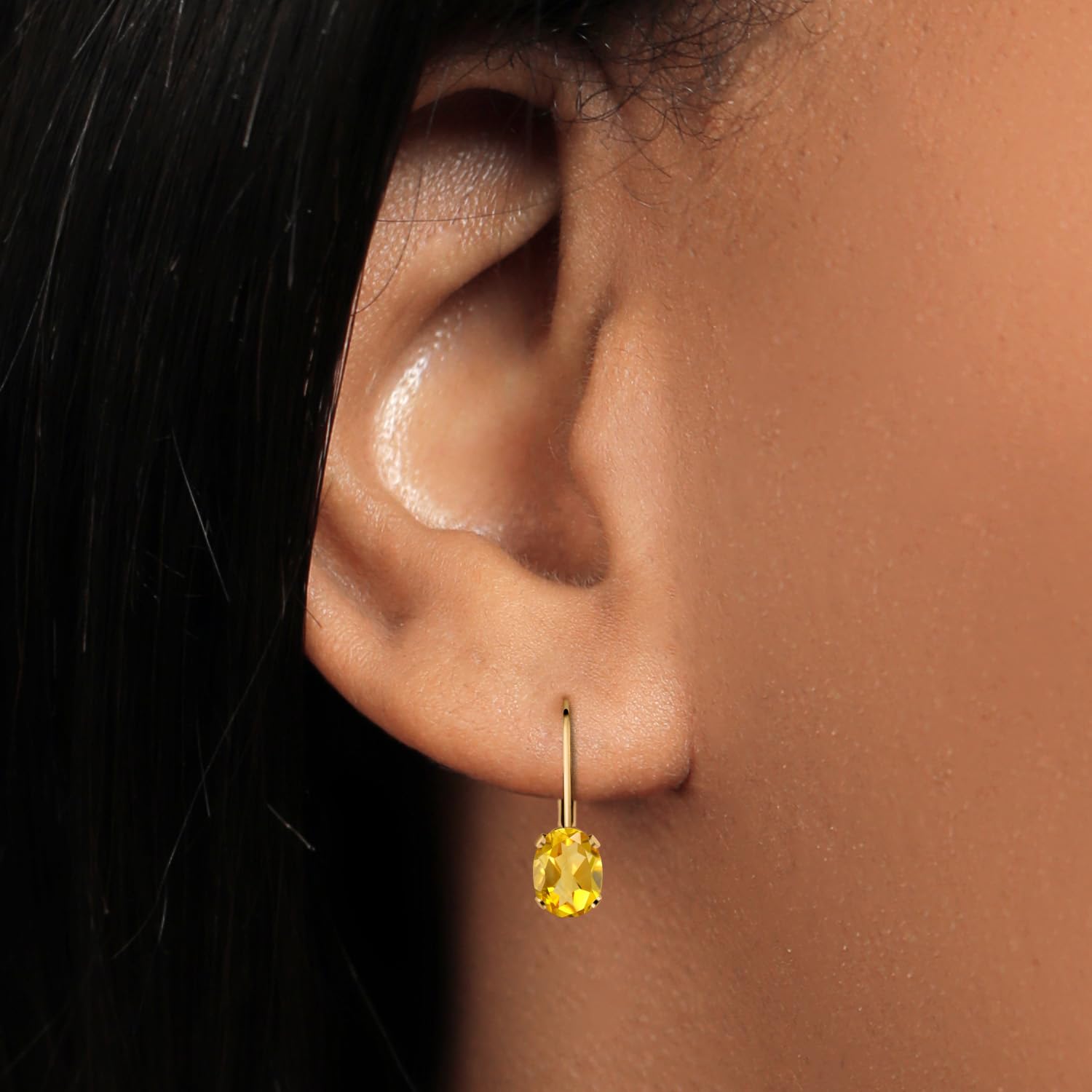 Yellow Citrine Gold Plated Earrings for Women - November Birthstone Gift