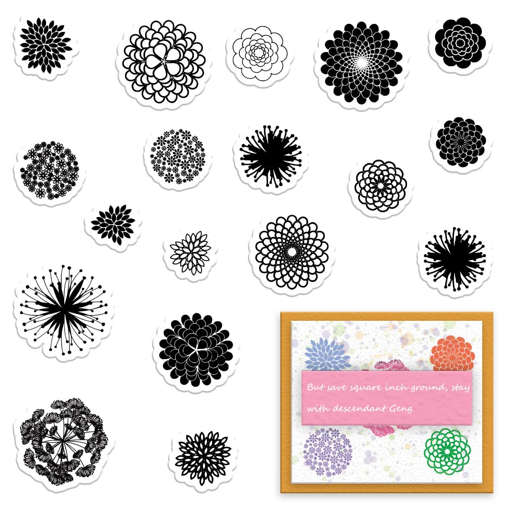 ALIBBON 18Pcs Small Flower Clear Stamps Set - Spring Summer Dandelion Transparent Silicone Rubber Stamps for Card Making, DIY Scrapbooking, Photo Album Decorations - Perfect for Handmade Greeting Cards, Journals, and Craft Projects