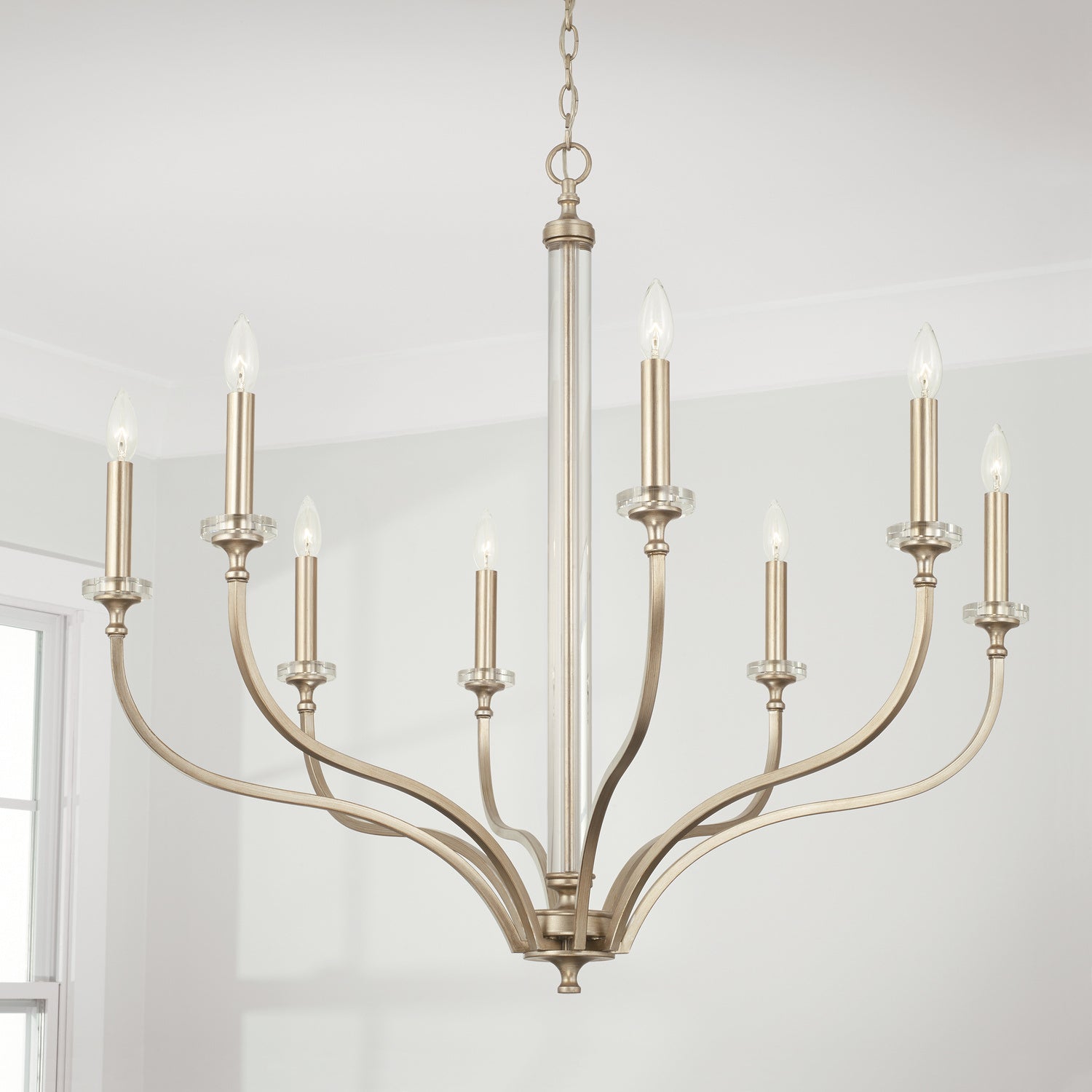 Elegant Capital Lighting Eight-Light Chandelier - Modern Crystal Ceiling Fixture for Dining Room, Bedroom & Living Room Decor