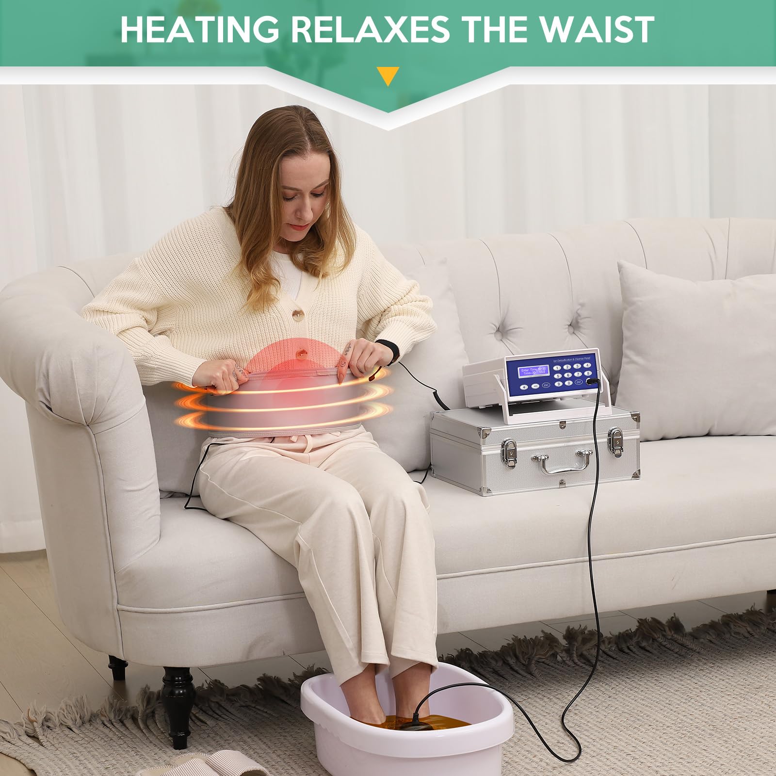 Ionic Foot Bath Detox Machine for Home Use - Detoxifying Foot Spa with Wrist Strap, Far Infrared Waistbelt & Array - Perfect for Salon, Beauty Club & Relaxation Therapy
