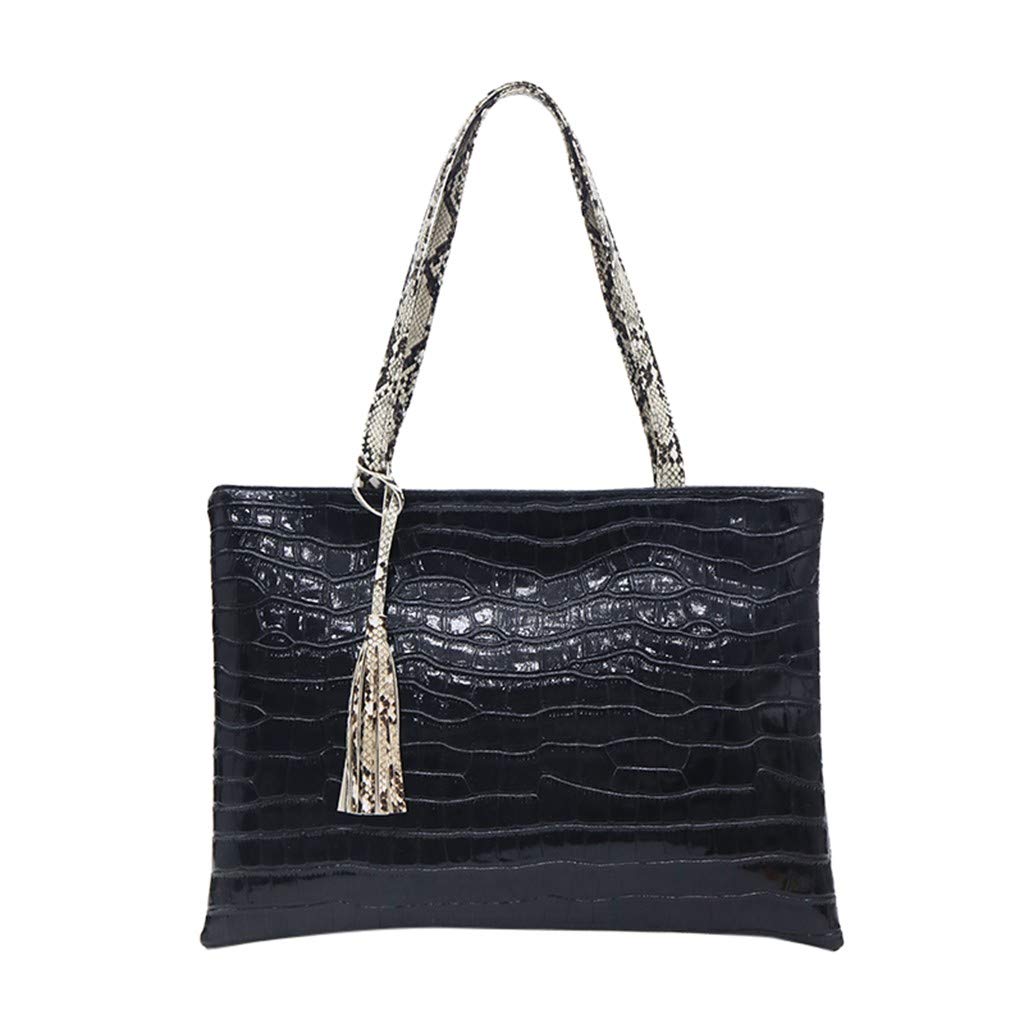 Stylish Women's Fashion Tote Bag - Snake Print Shoulder Handbag Pouch for Casual Outings & Work (Black) | Perfect for Office, Shopping & Travel Accessories