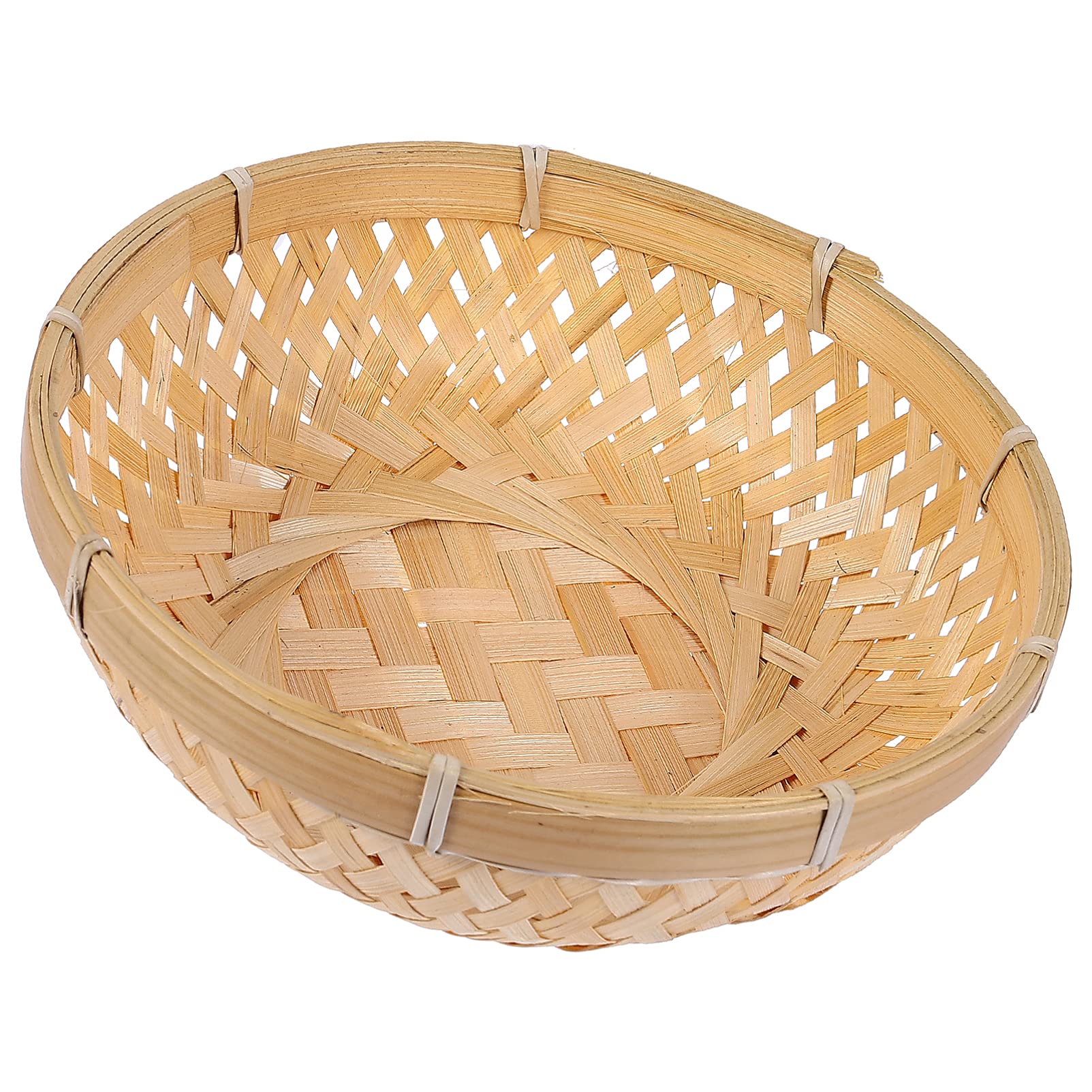 Cabilock Rattan Storage Baskets - Round Woven Baskets for Fruits, Snacks, Toys, Keys & Books | Decorative Serving Basket & Desktop Organizer | Perfect for Kitchen, Living Room & Bedroom Storage