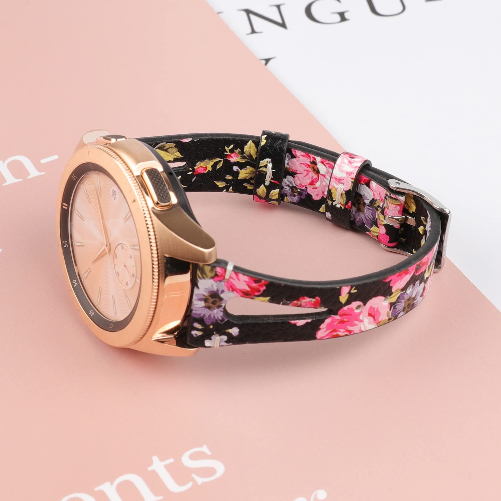 Premium 20mm Leather Watch Band Compatible with Samsung Galaxy Watch 7/6/5/4/3 & Garmin Vivoactive 3 - Soft Genuine Leather Strap for Women & Men - Perfect for Business, Casual Wear & Everyday Use
