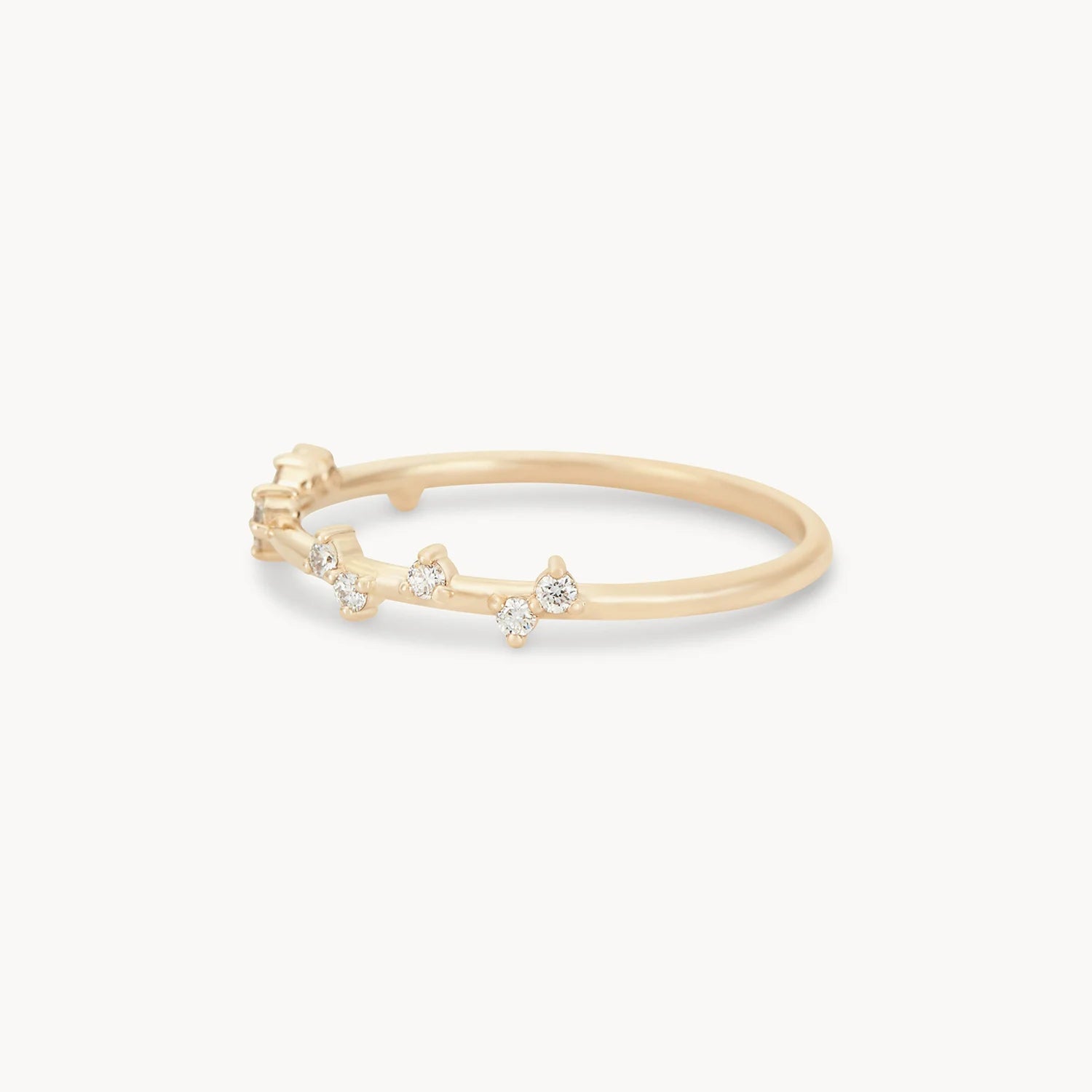 14K Yellow Gold Milky Way Ring with White Diamonds - Elegant Celestial Jewelry for Women, Perfect for Anniversaries, Engagements & Special Occasions