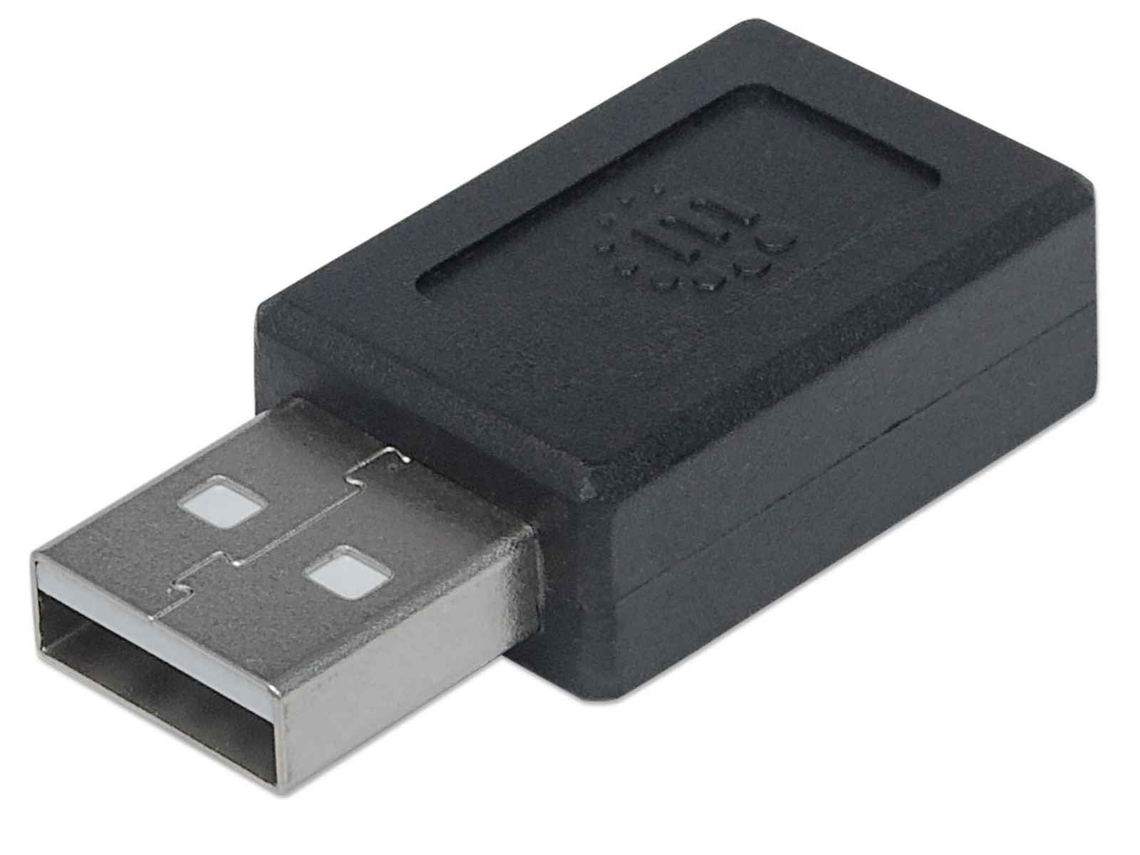 MANHATTAN USB 2.0 Type C to A Adapter (354653) - High-Speed Data Transfer for Smartphones, Laptops & Tablets - Perfect for Home, Office & Travel Use