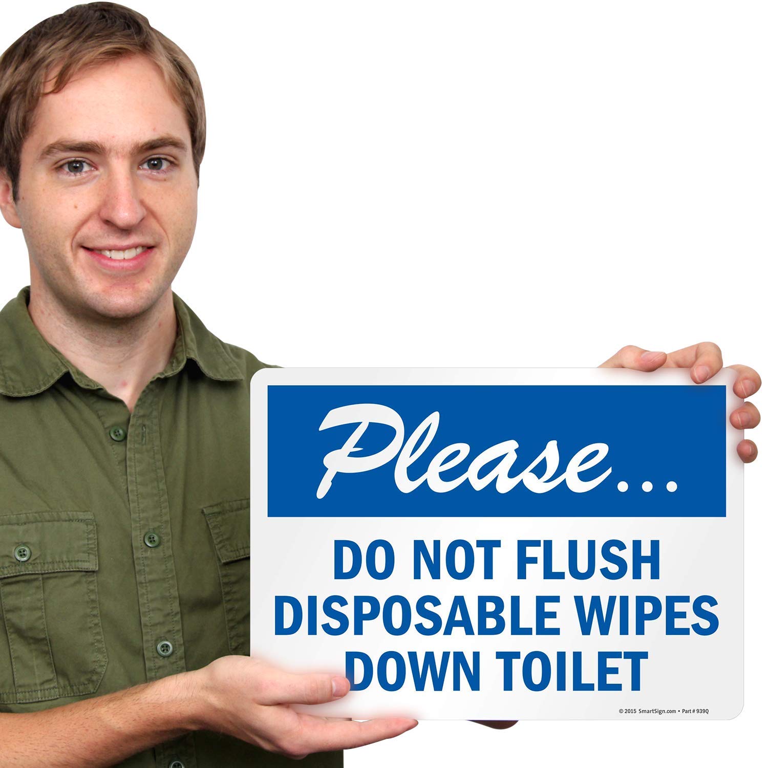 SmartSign 'Do Not Flush Disposable Wipes' Laminated Vinyl Sign - 10