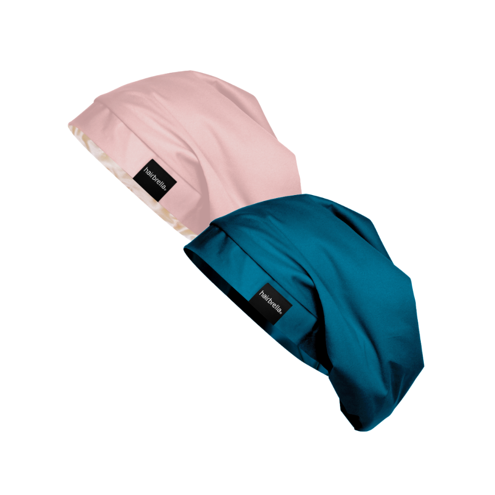 Hairbrella Satin Lined Sleep Cap for Curly & Natural Hair - 2 Pack Bundle | Soft & Breathable Night Cap for Hair Protection & Moisture Retention | Perfect for Bedtime, Travel & Salon Visits
